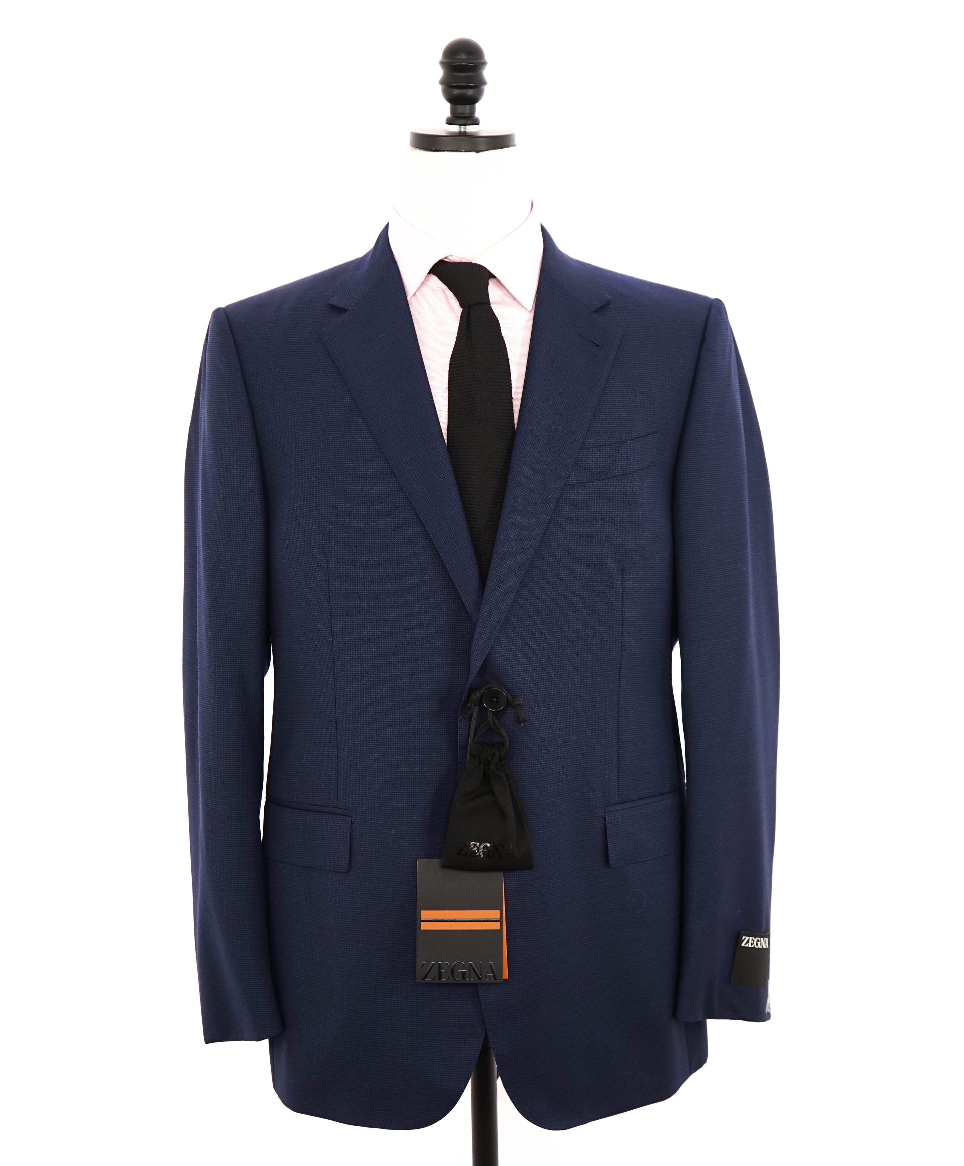 ERMENEGILDO ZEGNA -"MULTISEASON" Blue Textured Birdseye Premium Suit - 44R 36W