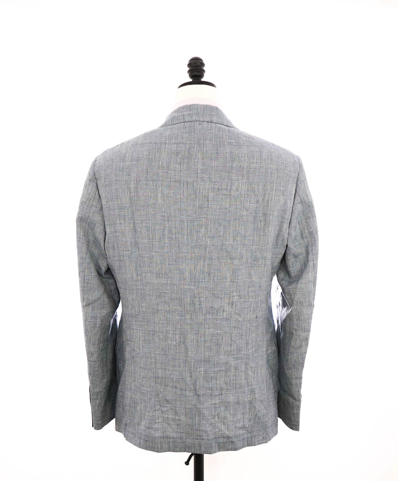 $6,295 BRUNELLO CUCINELLI - Baby Blue Check Plaid WOOL/LINEN Semi-Lined Suit - 40R