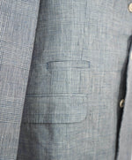 $6,295 BRUNELLO CUCINELLI - Baby Blue Check Plaid WOOL/LINEN Semi-Lined Suit - 40R