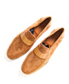 $800 SANTONI - Tobacco Snuff Suede Leather Unlined Venetian Loafers - 9.5 D