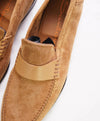 $800 SANTONI - Tobacco Snuff Suede Leather Unlined Venetian Loafers - 9.5 D