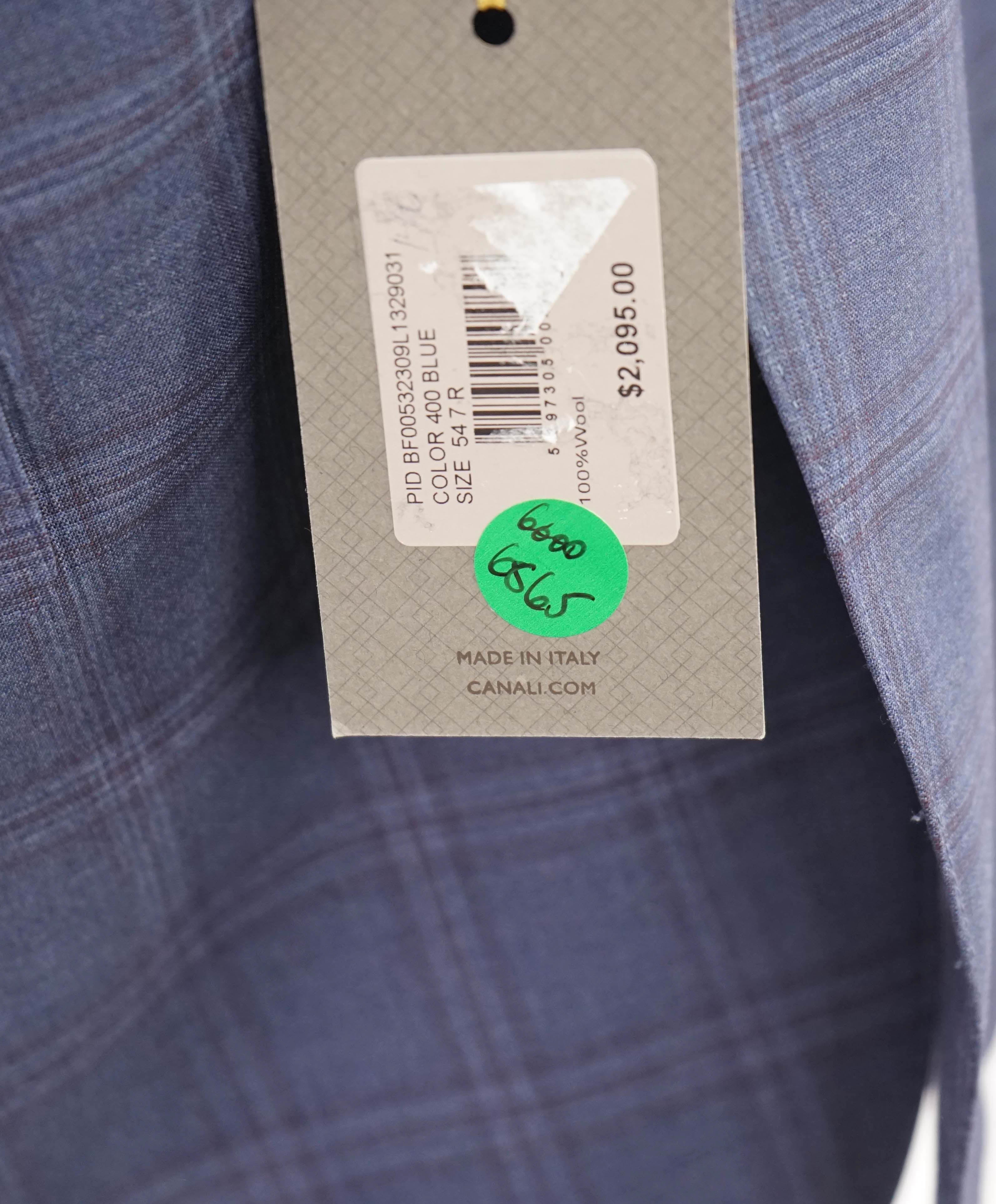 $2,195 CANALI - *CLOSET STAPLE* Blue Check Plaid 2-Piece Suit - 44R 36W