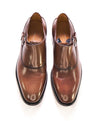 $1,250 SALVATORE FERRAGAMO - "TRAMEZZA" Brown Single Monk Loafers - 8.5 EE