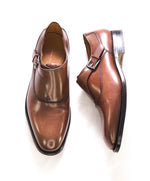 $1,250 SALVATORE FERRAGAMO - "TRAMEZZA" Brown Single Monk Loafers - 8.5 EE