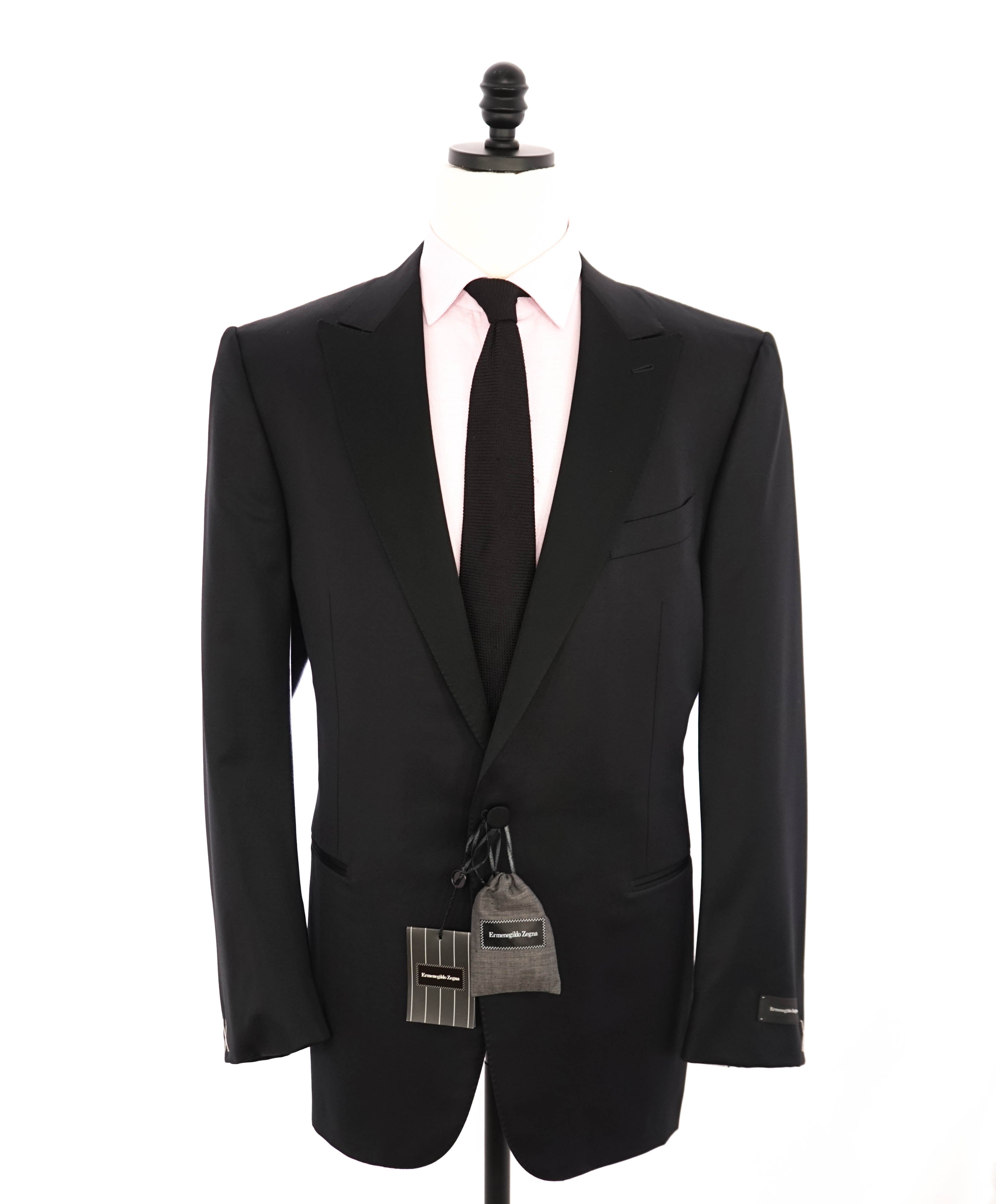 $2,995 ERMENEGILDO ZEGNA - PEAK LAPEL Black Wool Tuxedo- 48R 44W