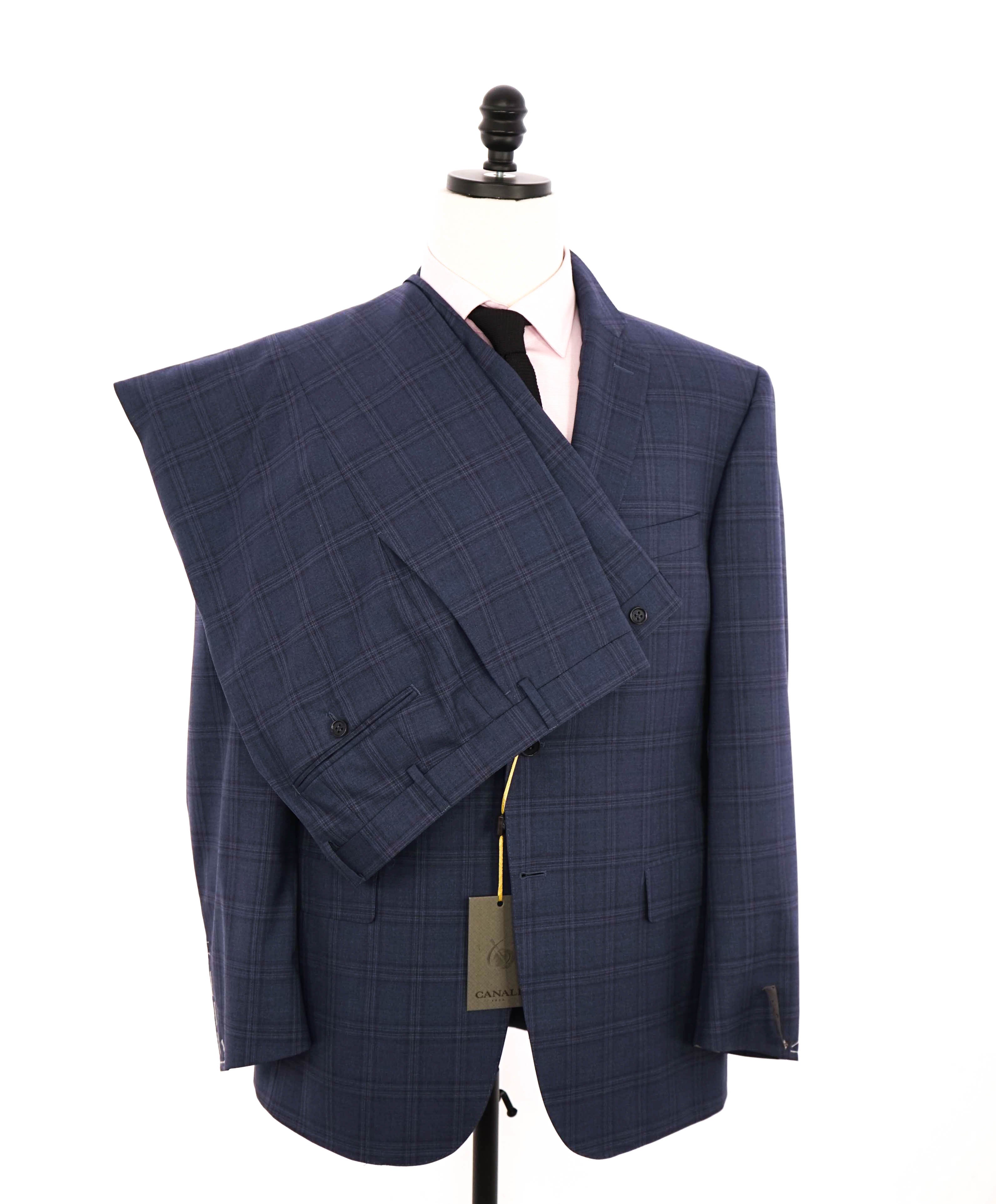 $2,195 CANALI - *CLOSET STAPLE* Blue Check Plaid 2-Piece Suit - 44R 36W