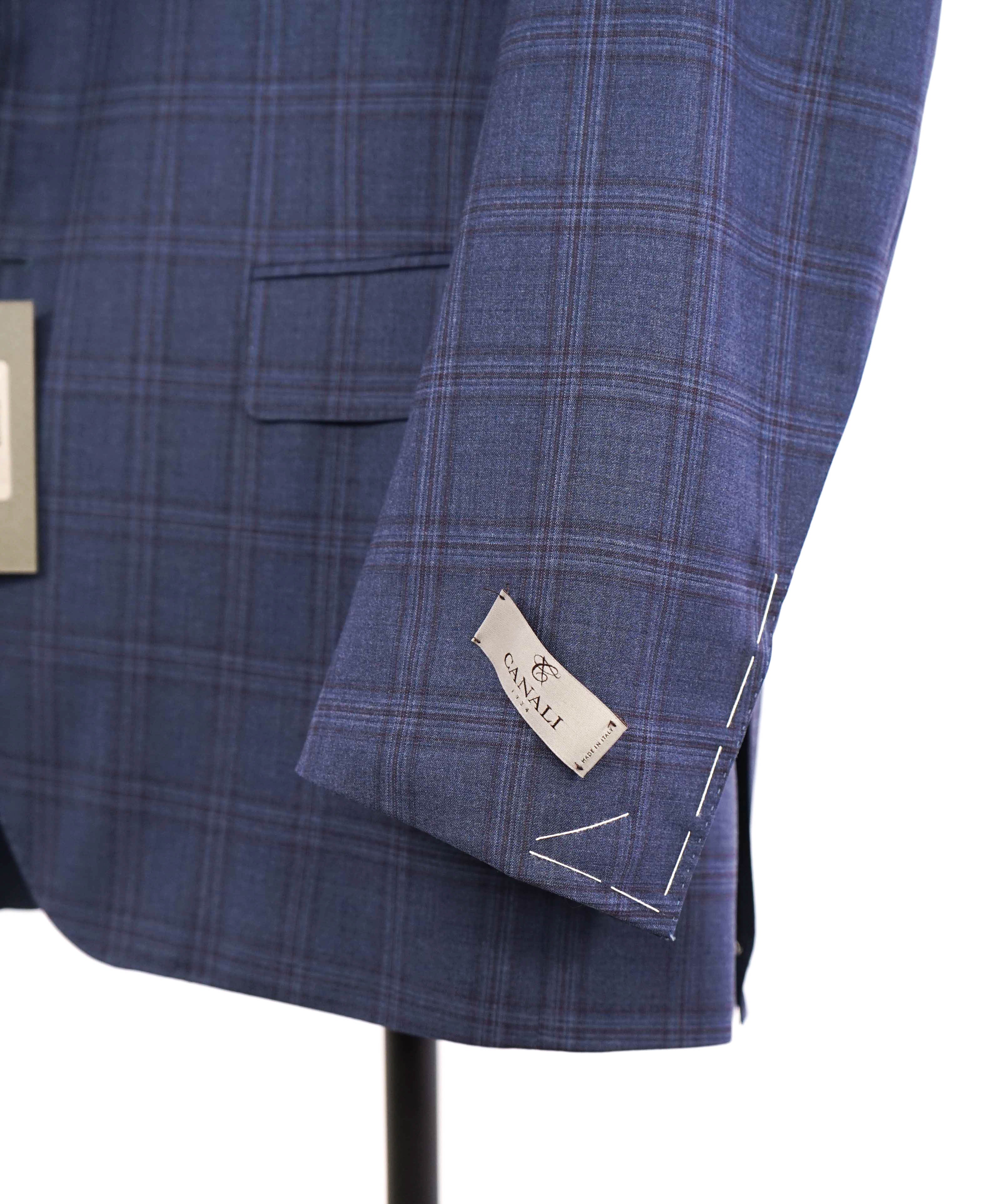 $2,195 CANALI - *CLOSET STAPLE* Blue Check Plaid 2-Piece Suit - 44R 36W