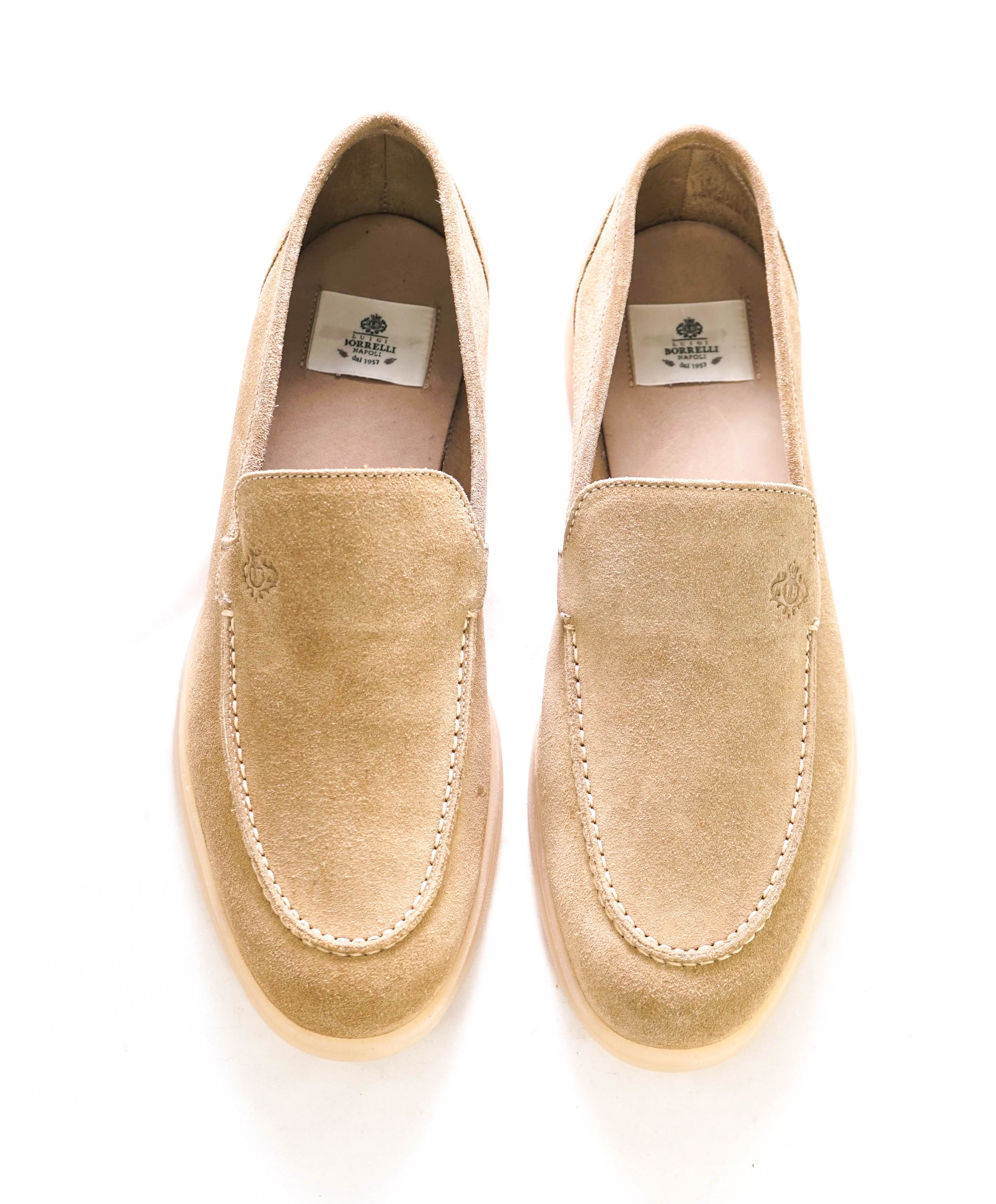 $795 LUIGI BORRELLI - Neutral *SUMMER WALK* Suede Almond Toe Loafer- 10 US (43EU)