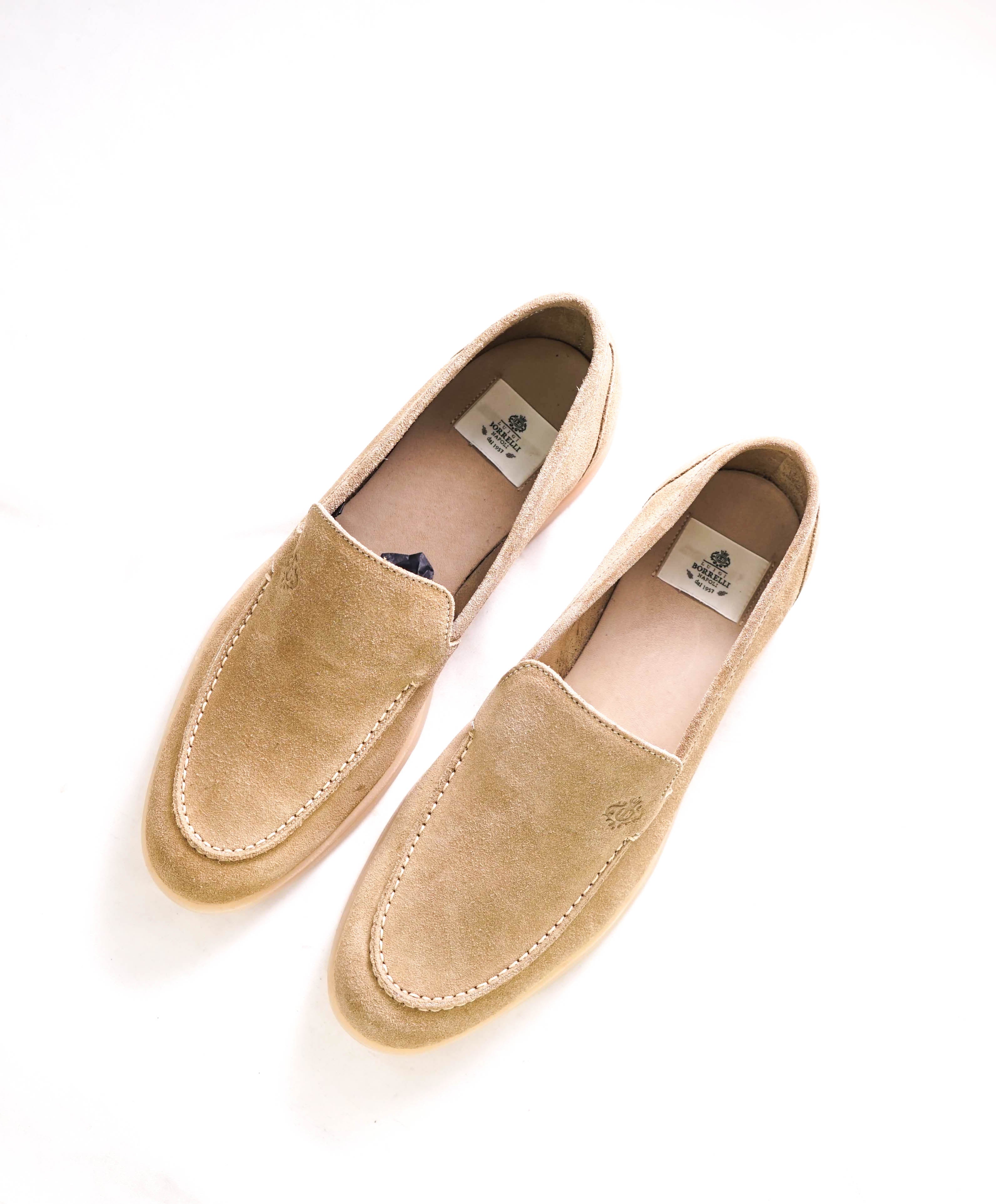 $795 LUIGI BORRELLI - Neutral *SUMMER WALK* Suede Almond Toe Loafer- 10 US (43EU)