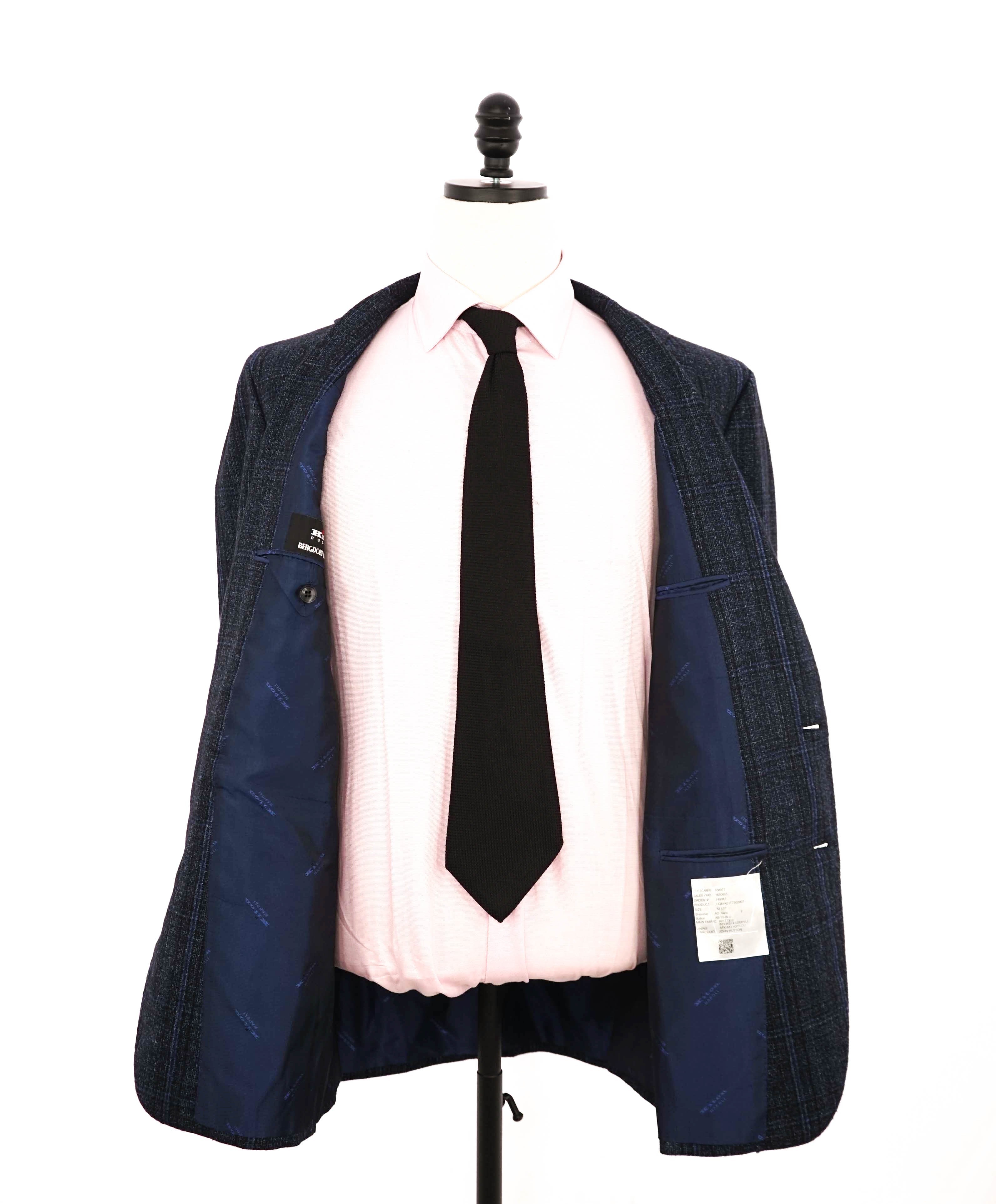 $9,250 KITON - *CASHMERE* Blue Astract Check Plaid Blazer - 42L