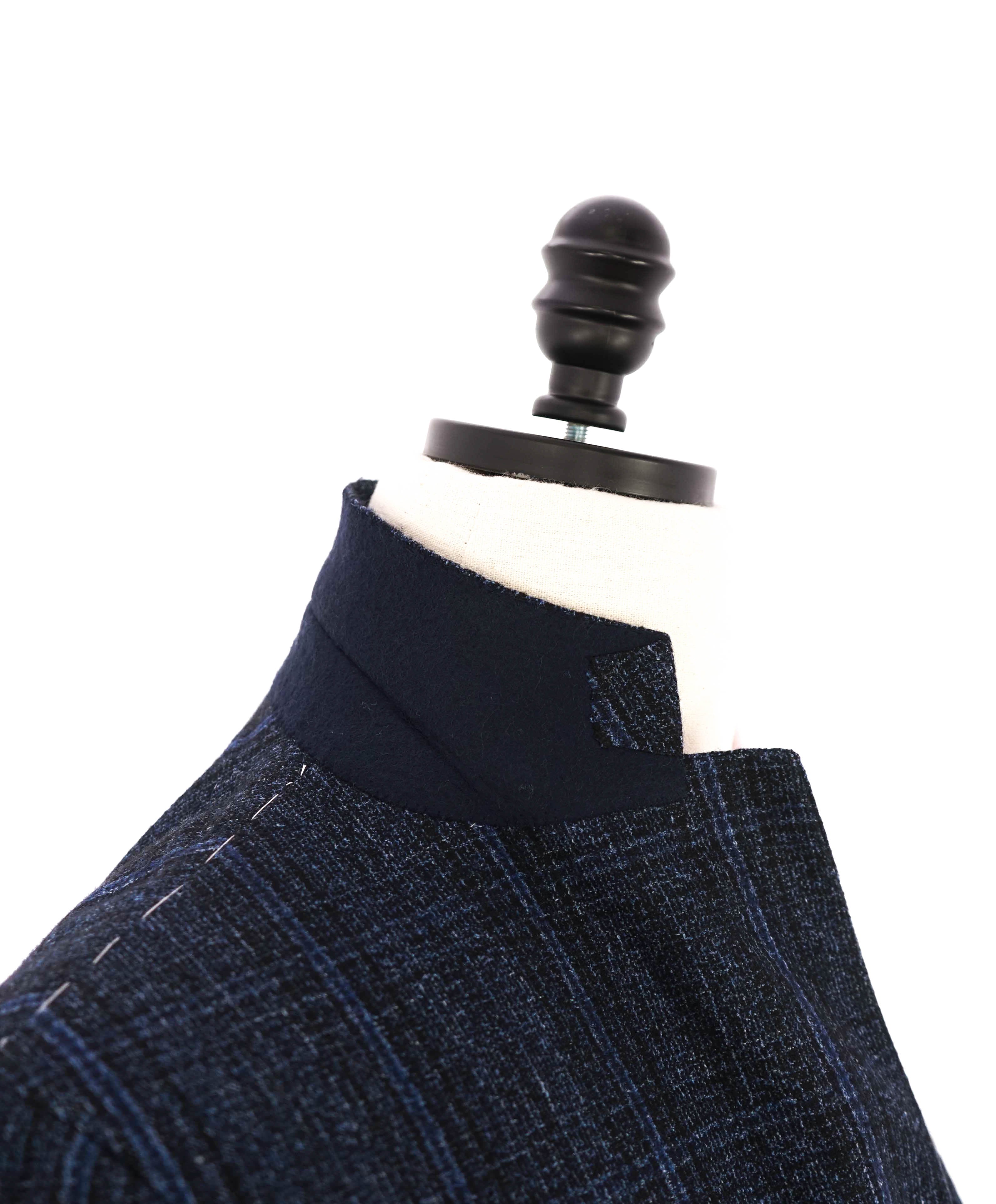 $9,250 KITON - *CASHMERE* Blue Astract Check Plaid Blazer - 42L