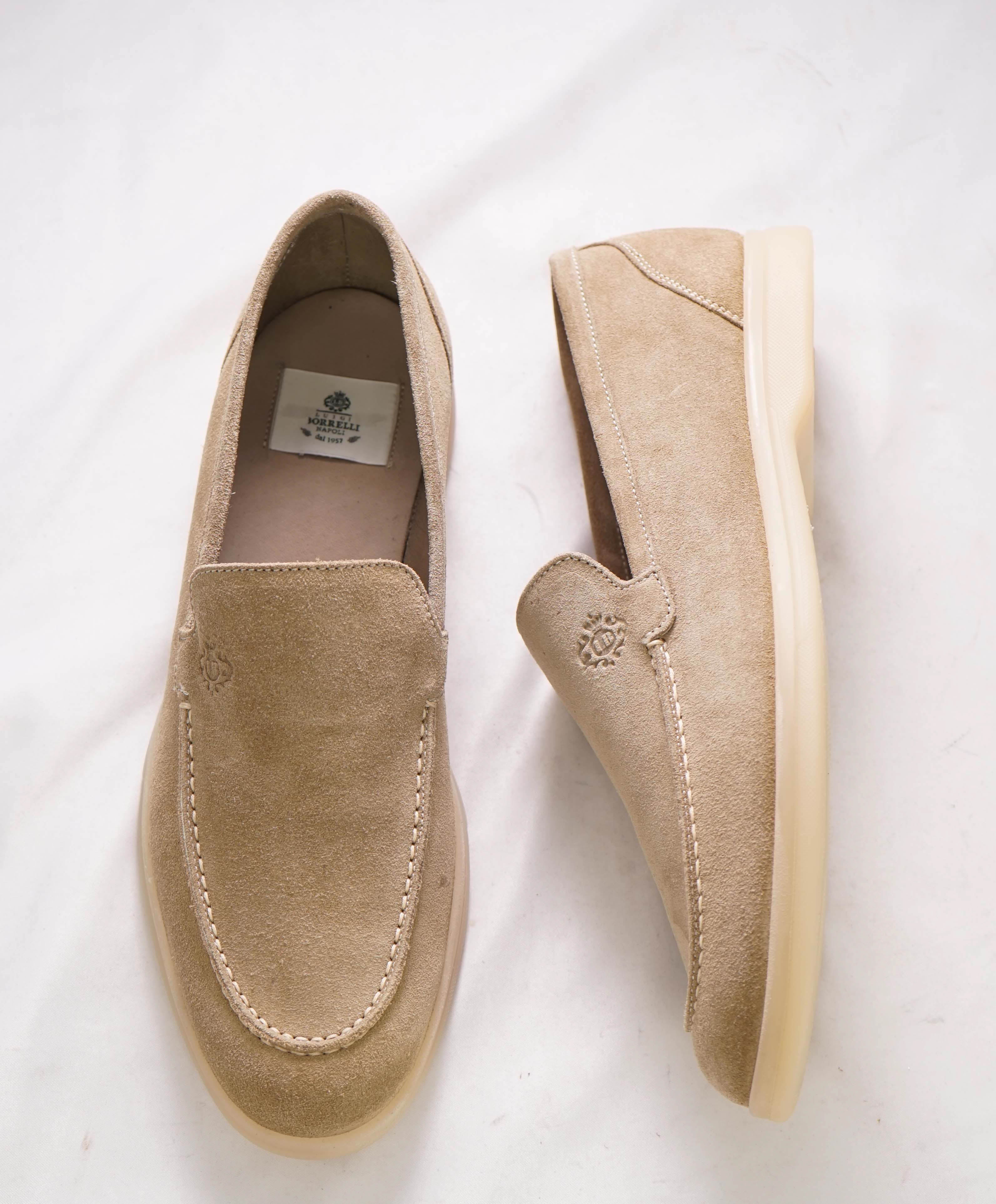 $795 LUIGI BORRELLI - Neutral *SUMMER WALK* Suede Almond Toe Loafer- 10 US (43EU)