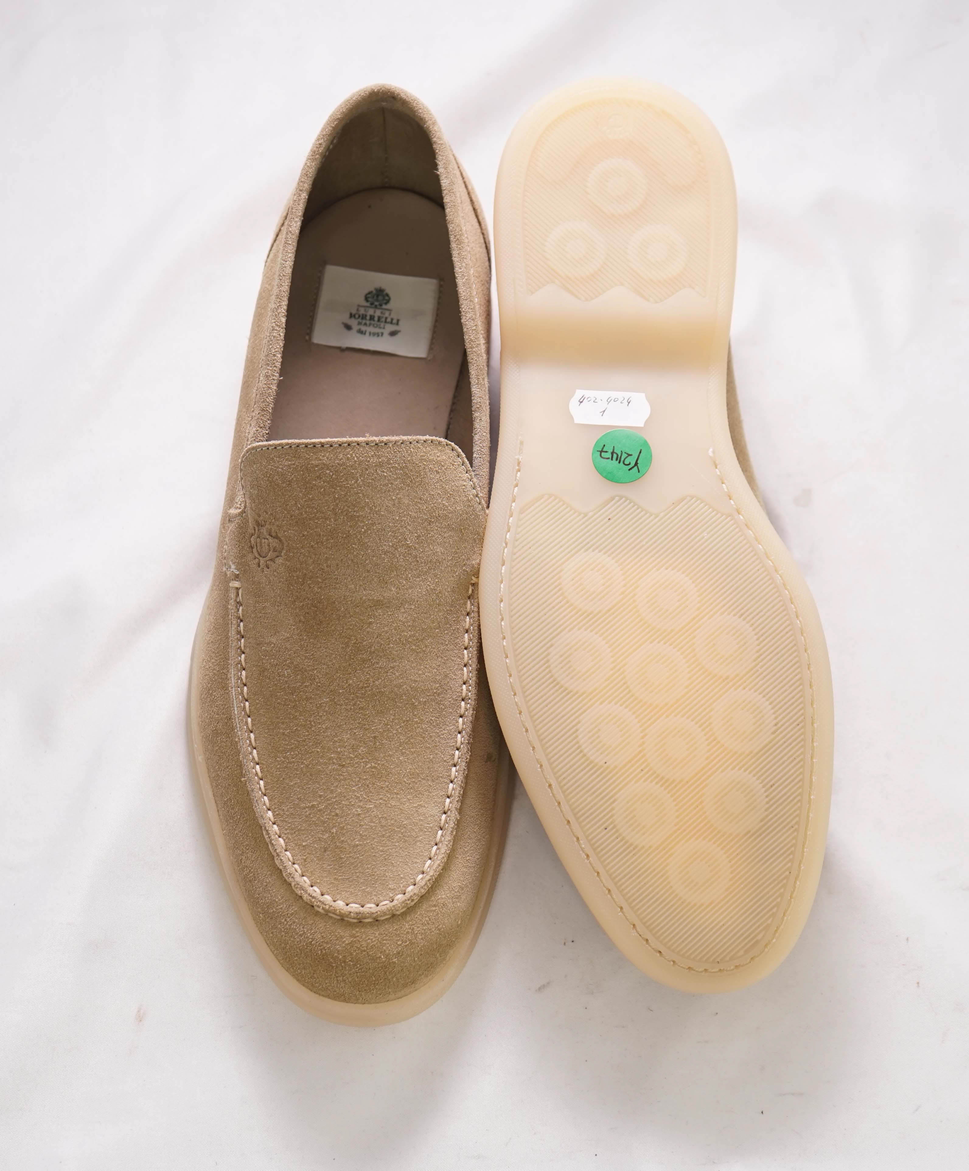 $795 LUIGI BORRELLI - Neutral *SUMMER WALK* Suede Almond Toe Loafer- 10 US (43EU)