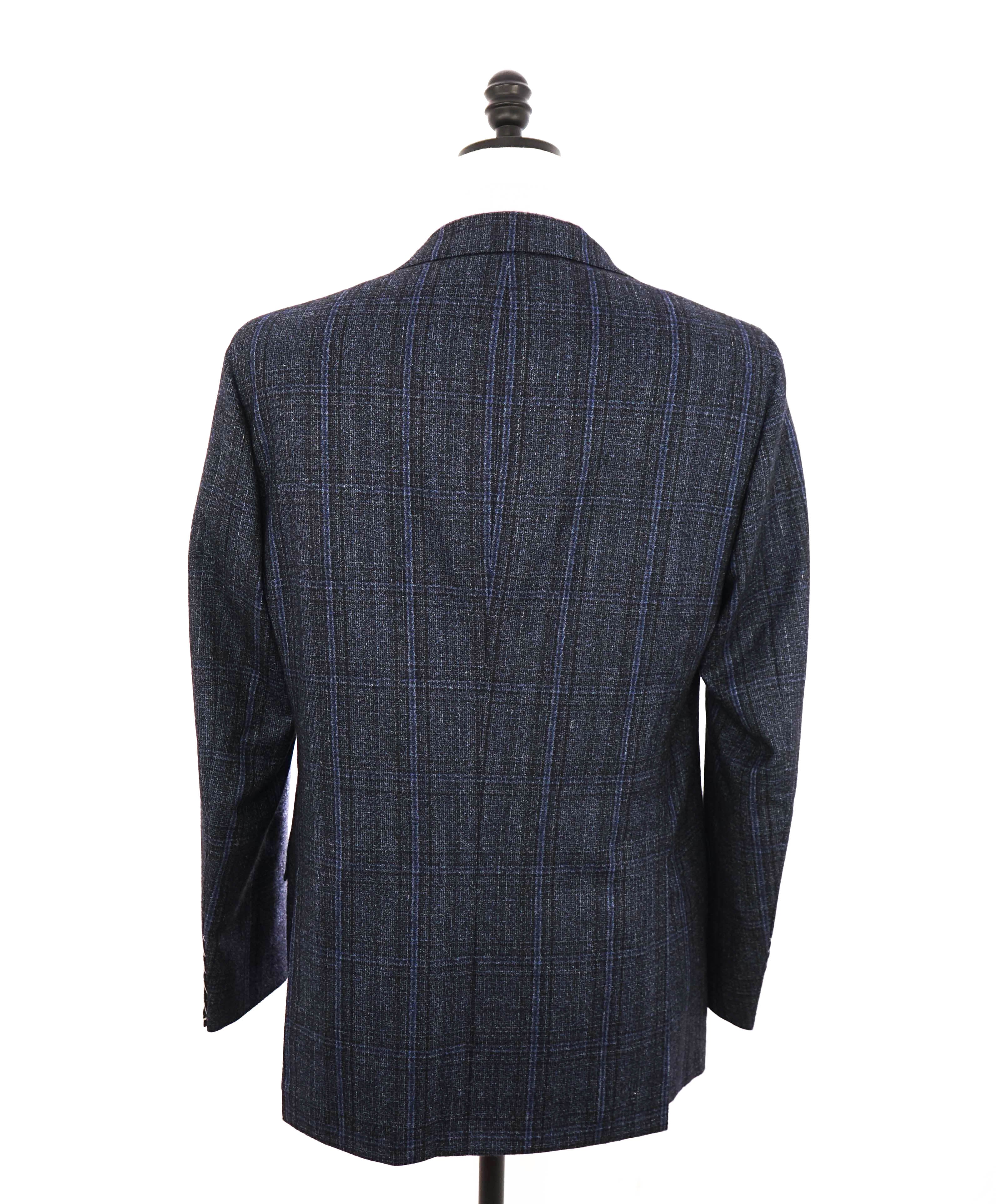 $9,250 KITON - *CASHMERE* Blue Astract Check Plaid Blazer - 42L