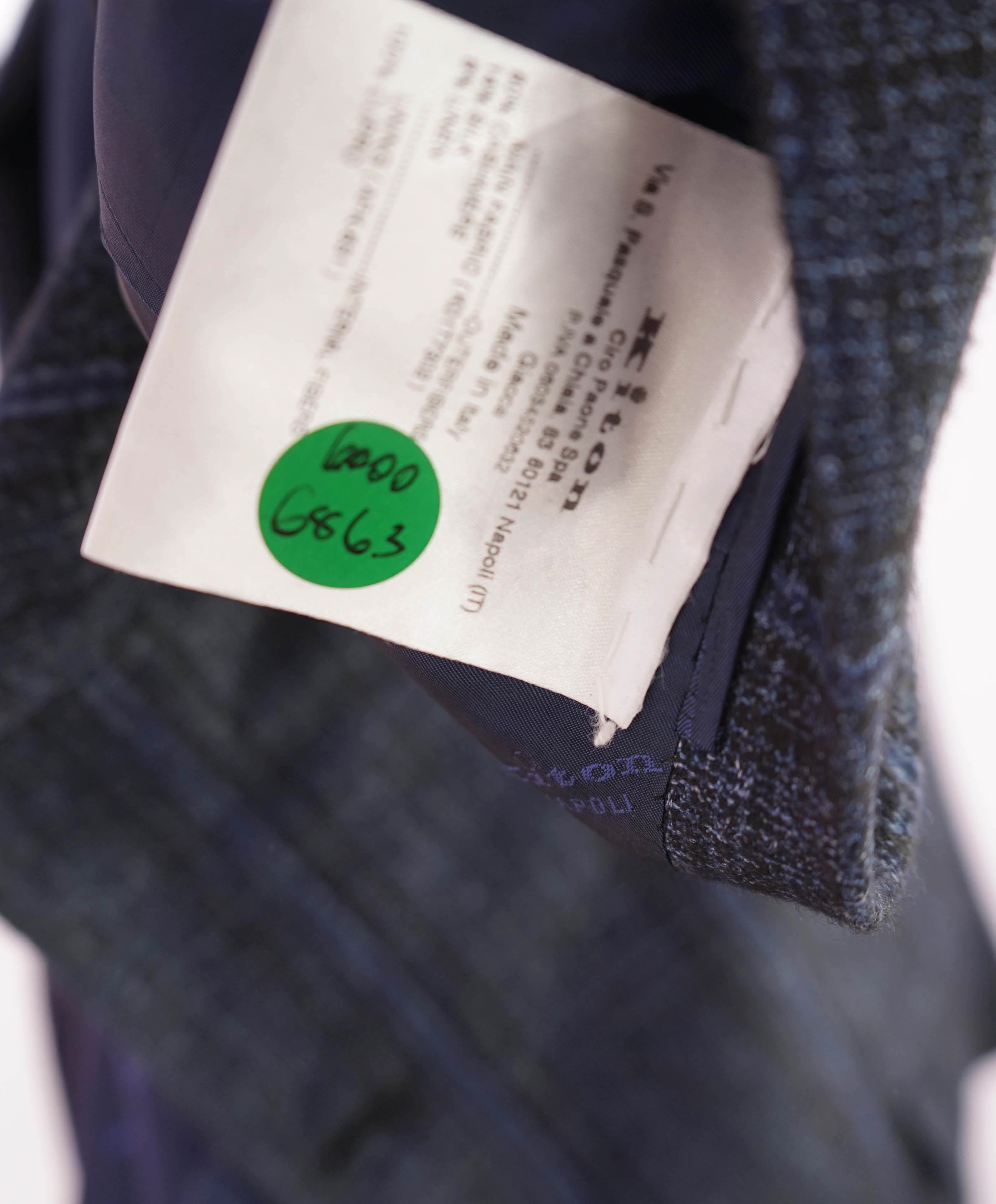 $9,250 KITON - *CASHMERE* Blue Astract Check Plaid Blazer - 42L