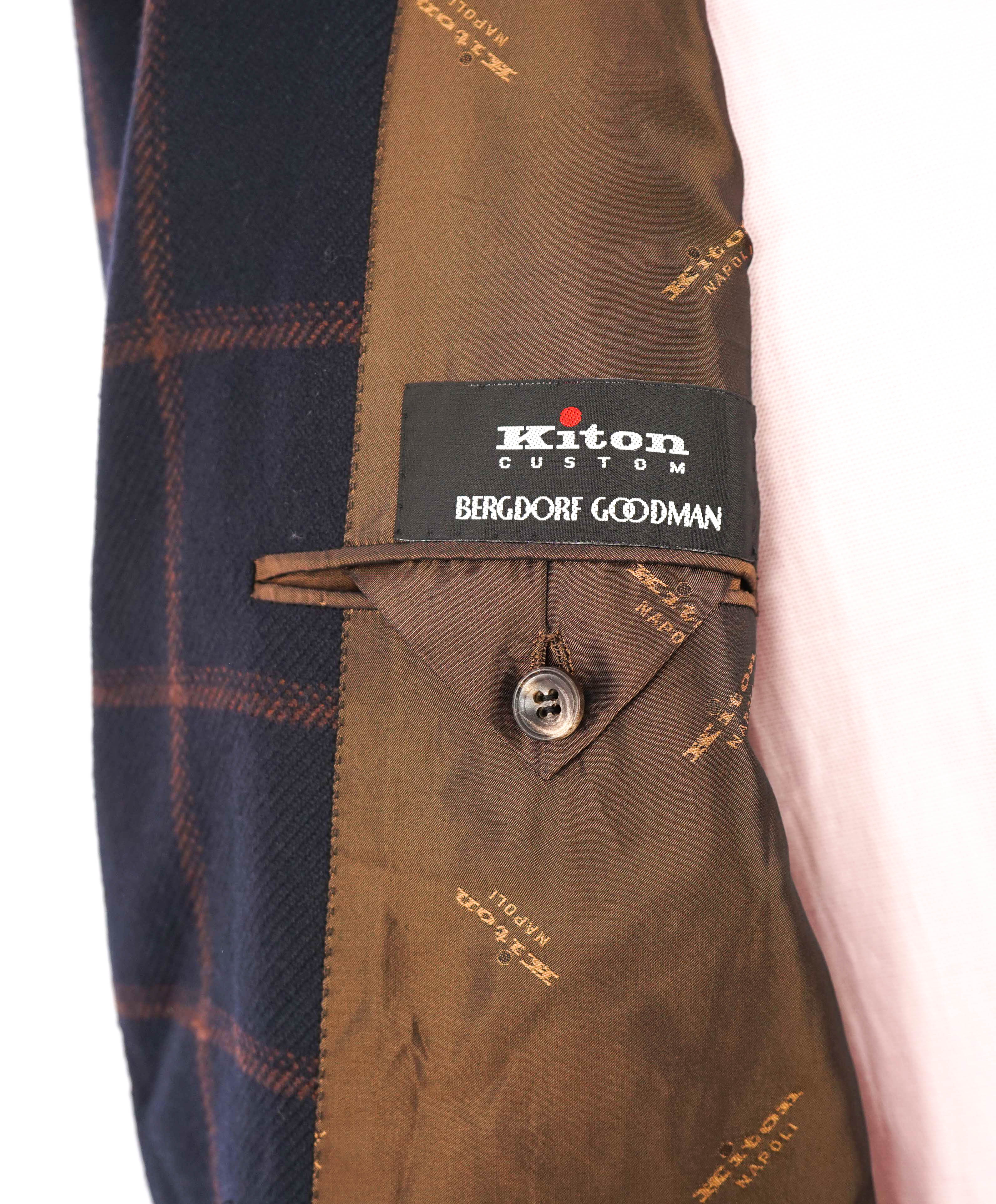 $9,250 KITON - *PURE CASHMERE* Navy Glen Check Windowpane Blazer - 42R