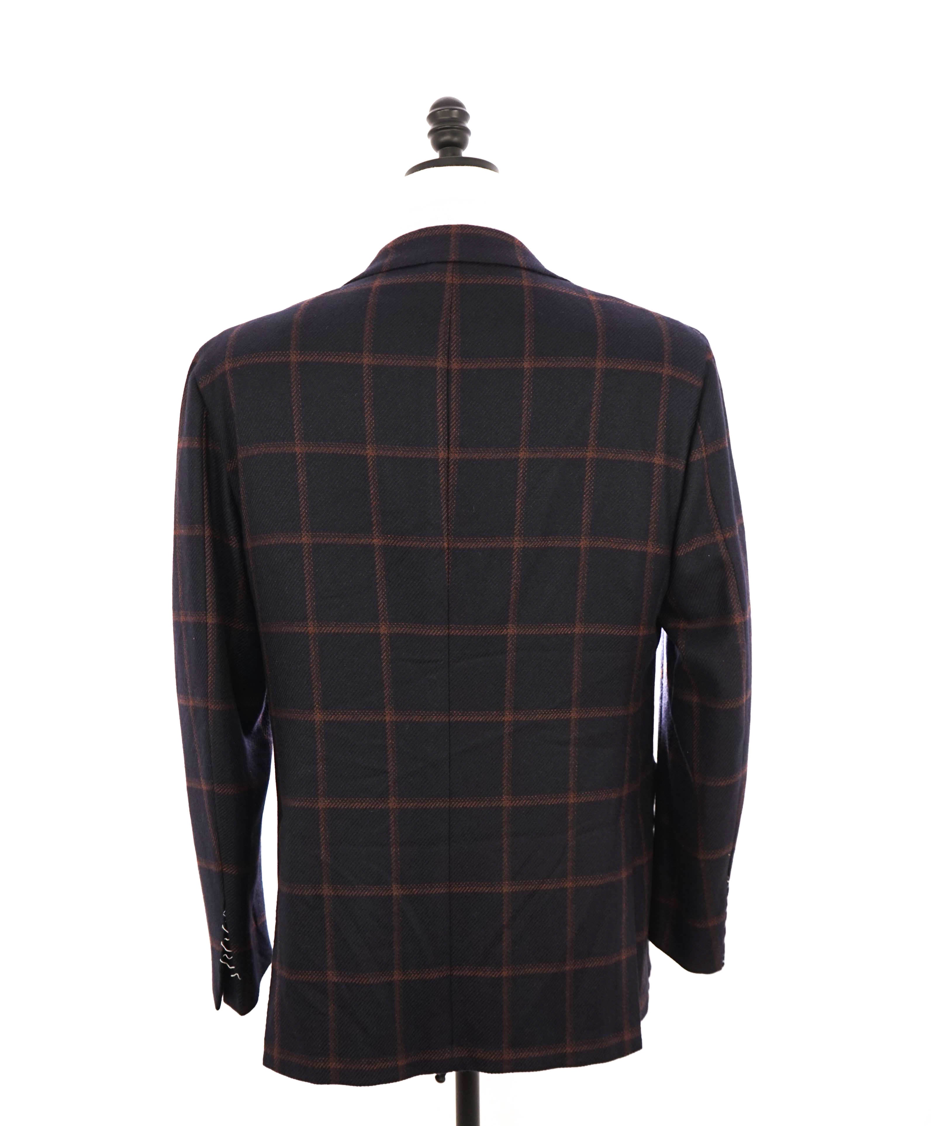 $9,250 KITON - *PURE CASHMERE* Navy Glen Check Windowpane Blazer - 42R