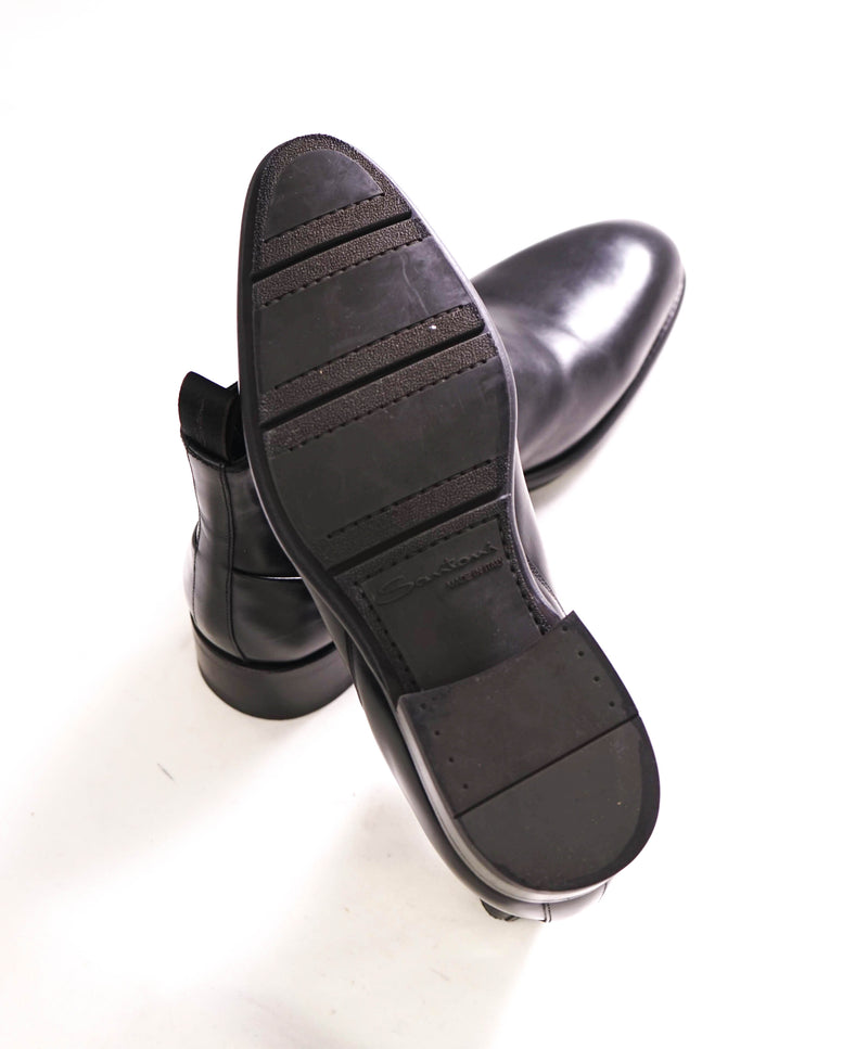 $1,295 SANTONI - Black Lug Sole Slip On PREMUM Boot - 6 US (5 IT)