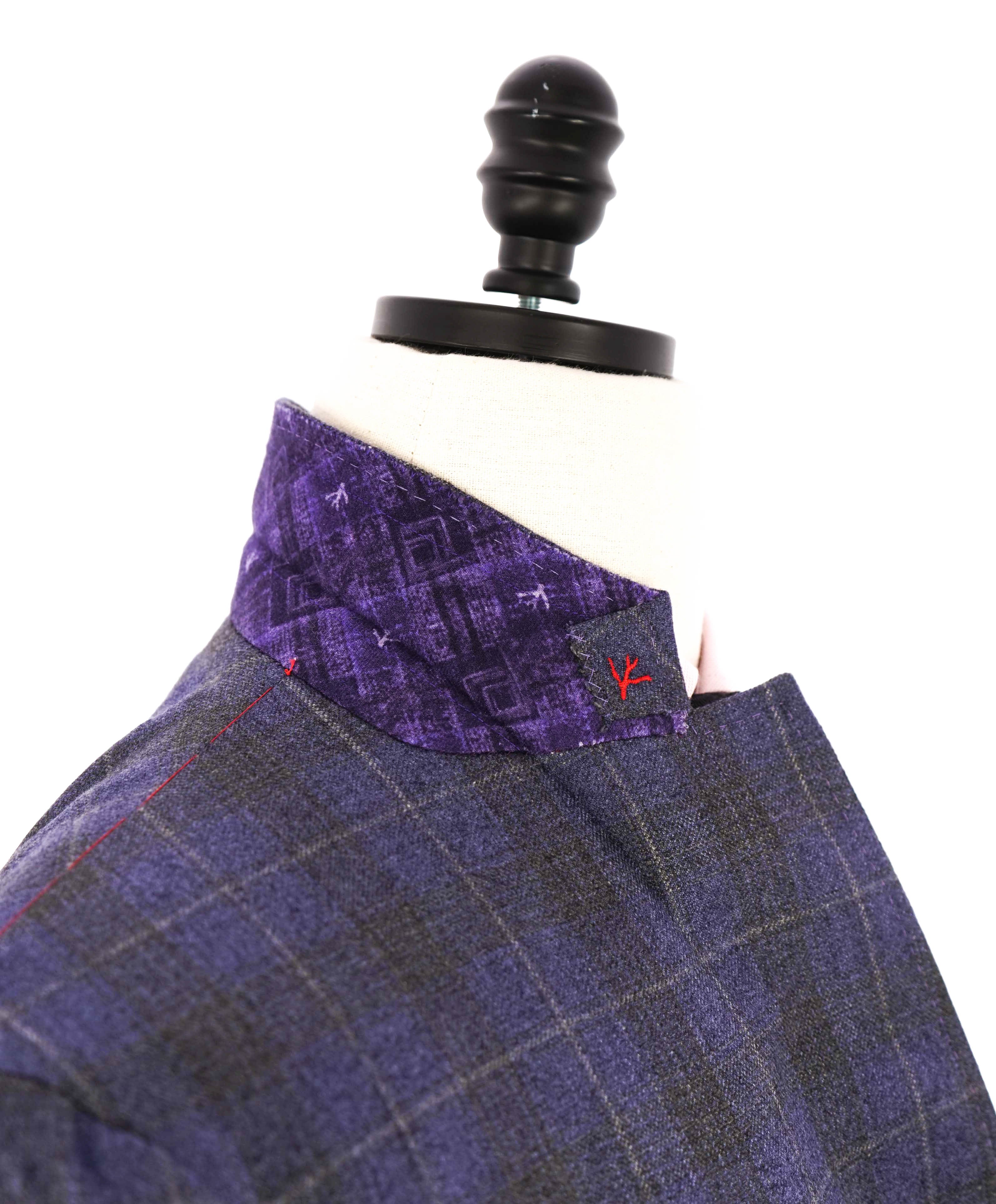 $4,695 ISAIA - CASHMERE / SILK Purple/Gray Check "CORTINA" Blazer - 38R