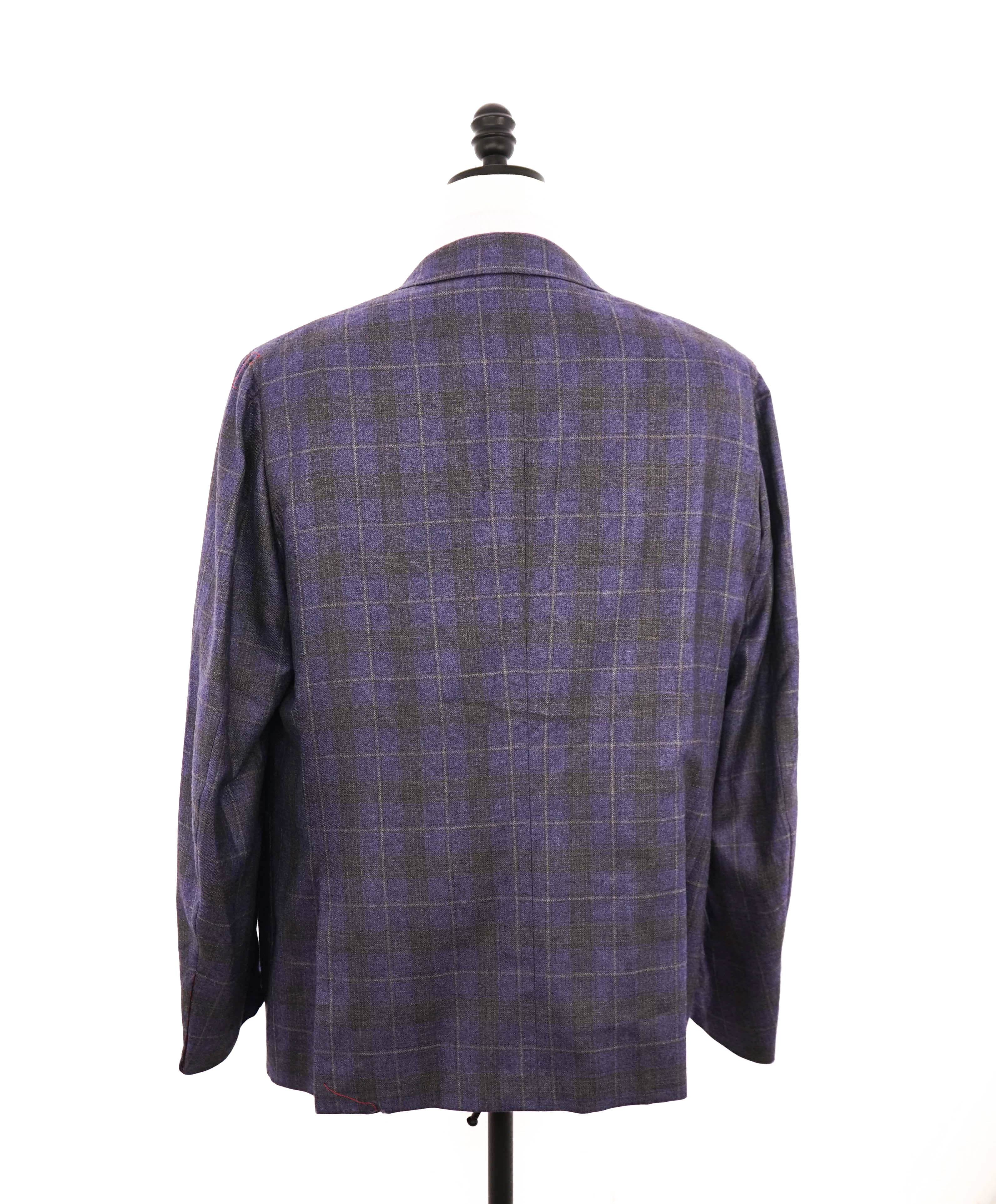 $4,695 ISAIA - CASHMERE / SILK Purple/Gray Check "CORTINA" Blazer - 38R