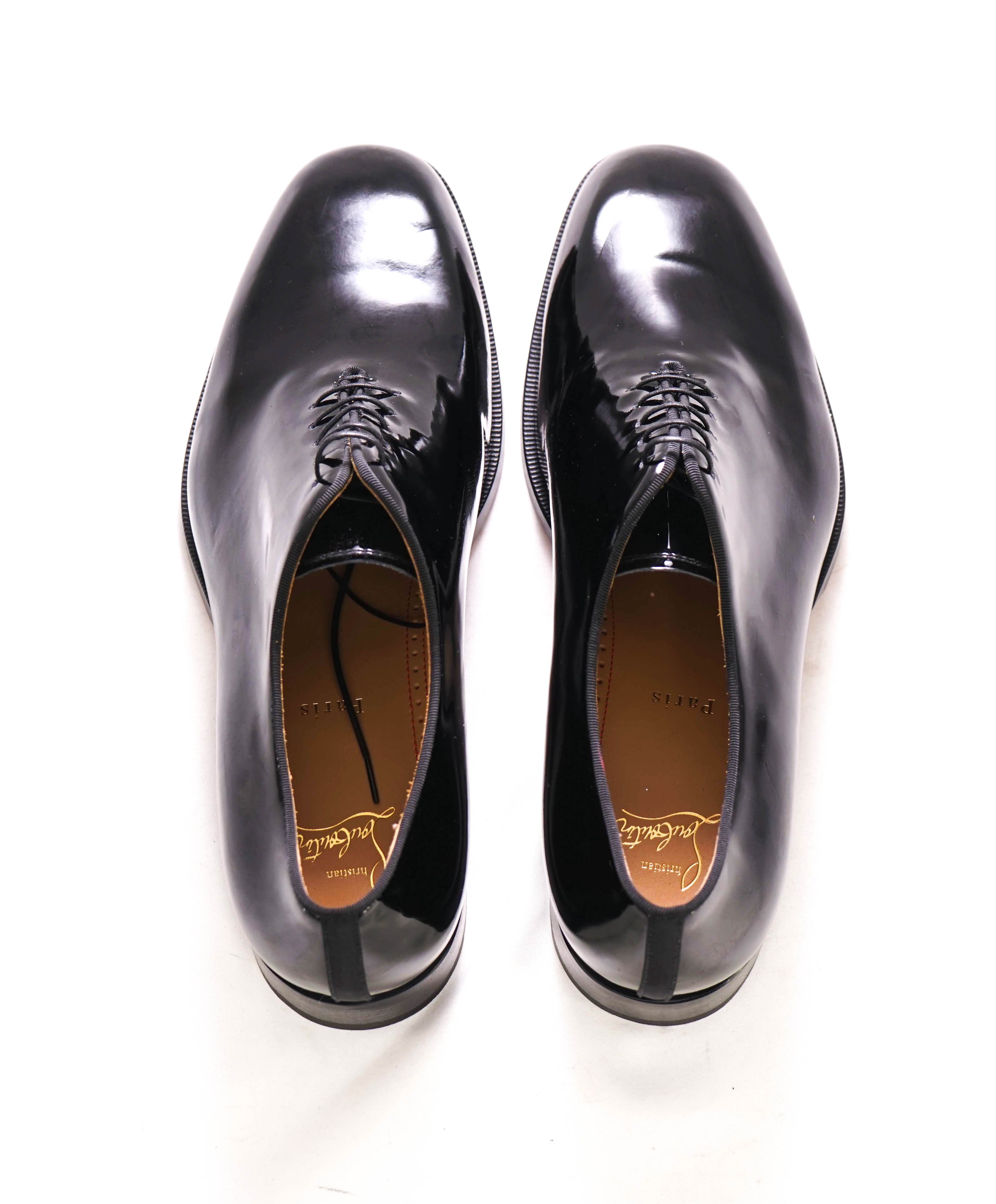 $1,145 CHRISTIAN LOUBOUTIN - *CORTEO* Black Patent Leather Oxfords - 11.5 US (44.5EU)