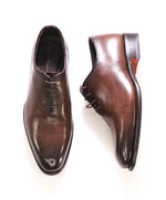 $1,195 SANTONI - "GOODYEAR" Fatte A Mano Wholecut Brown Solid Oxfords - 6 US (5 IT)