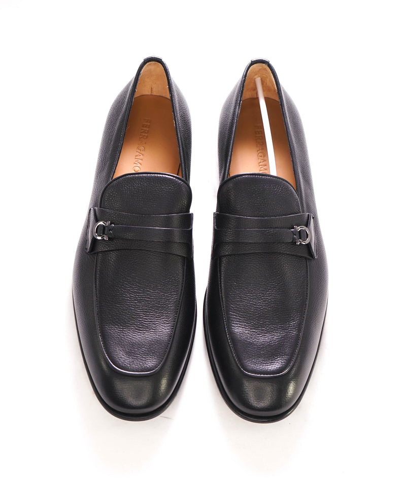 $895 SALVATORE FERRAGAMO - “DESIO" Gancini Loafer Black Leather - 13 E