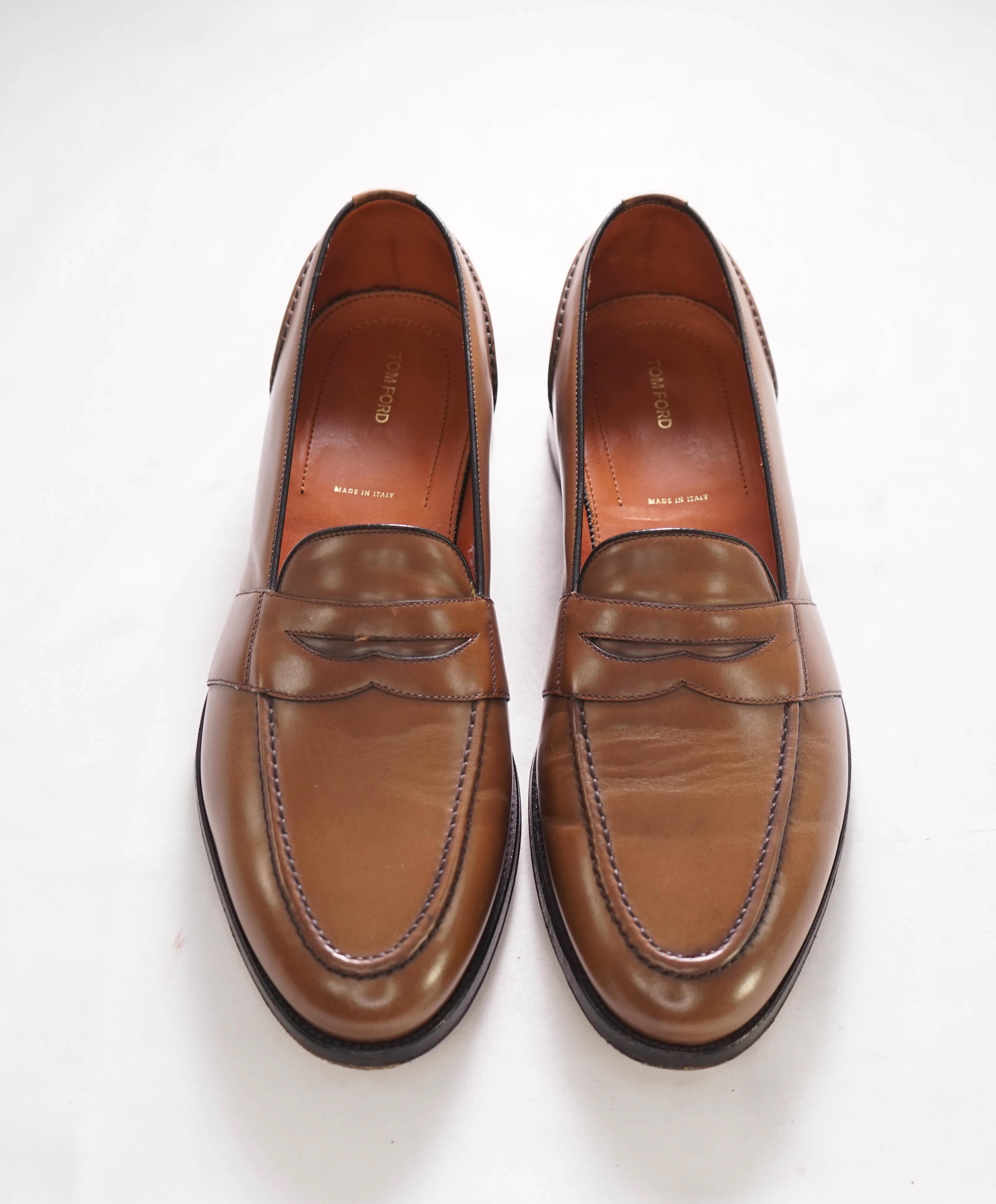 $1,690 TOM FORD - Brown Penny Round Toe Apron Loafers - 8 US (7.5 Stamped on shoe)