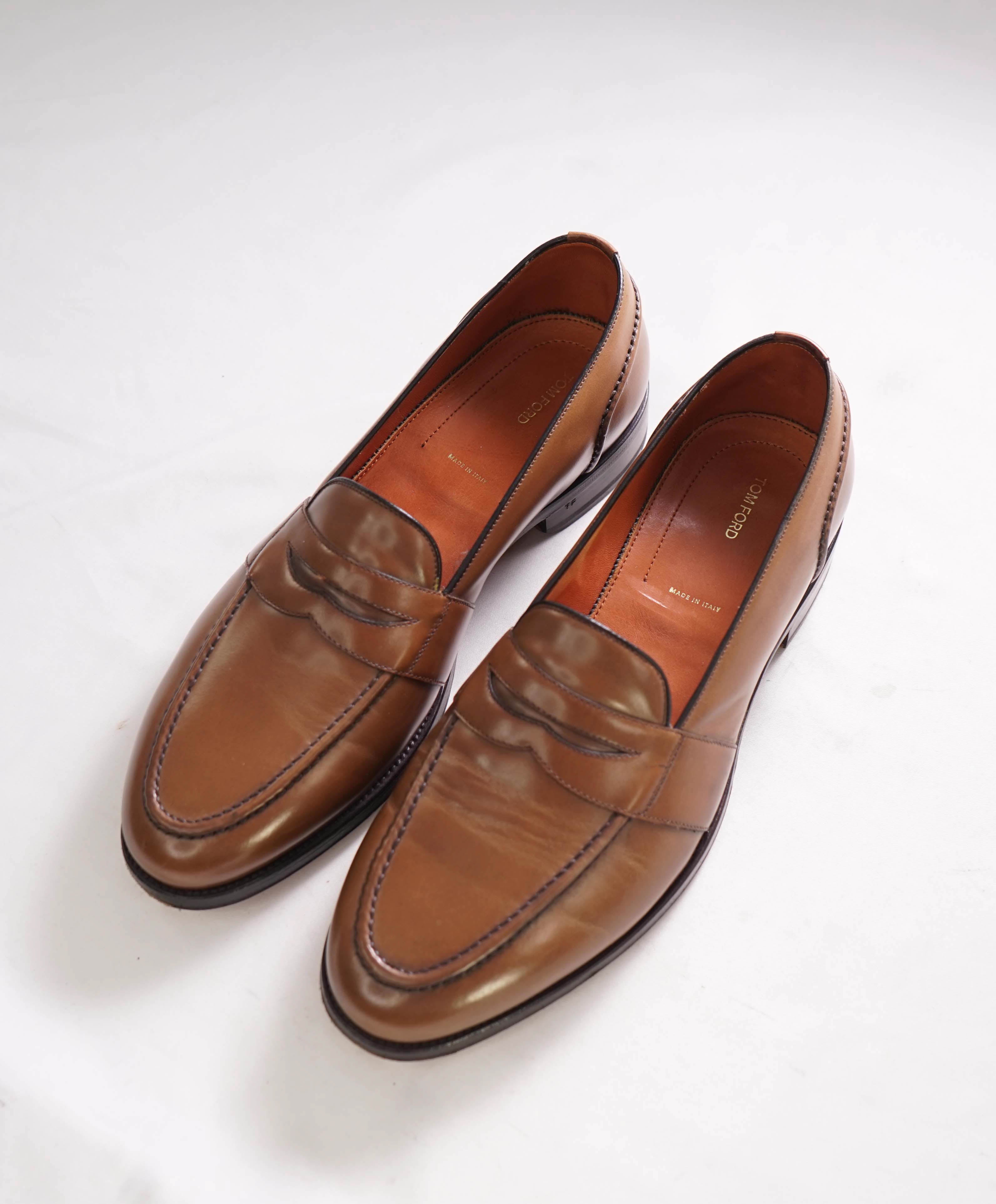 $1,690 TOM FORD - Brown Penny Round Toe Apron Loafers - 8 US (7.5 Stamped on shoe)