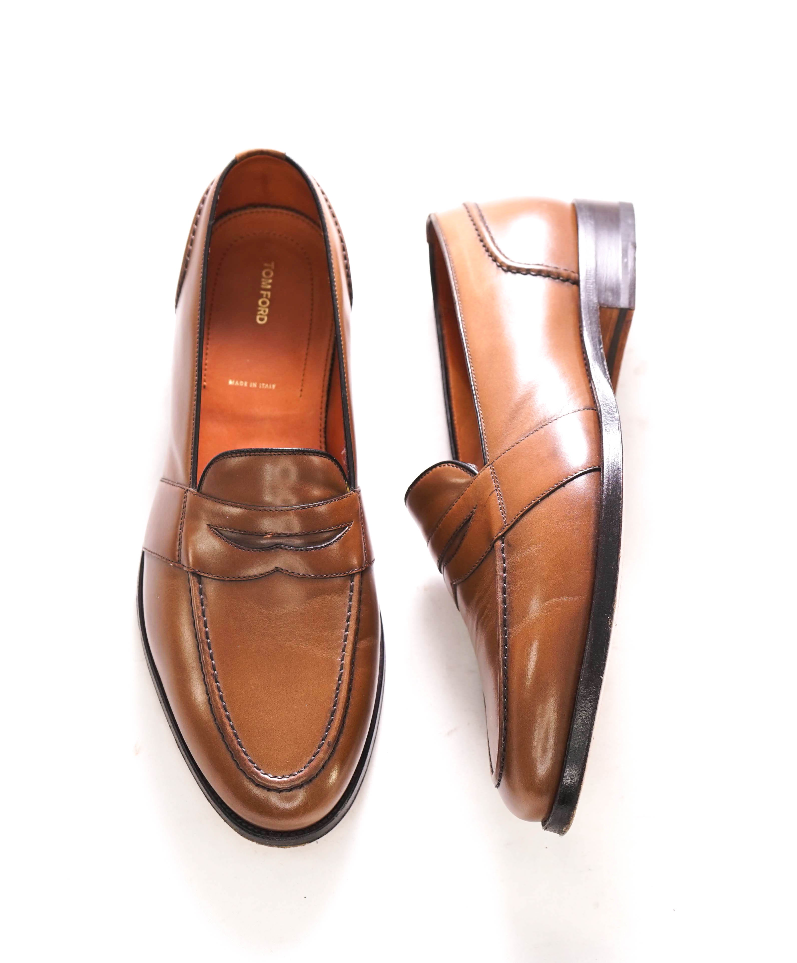 $1,690 TOM FORD - Brown Penny Round Toe Apron Loafers - 8 US (7.5 Stamped on shoe)