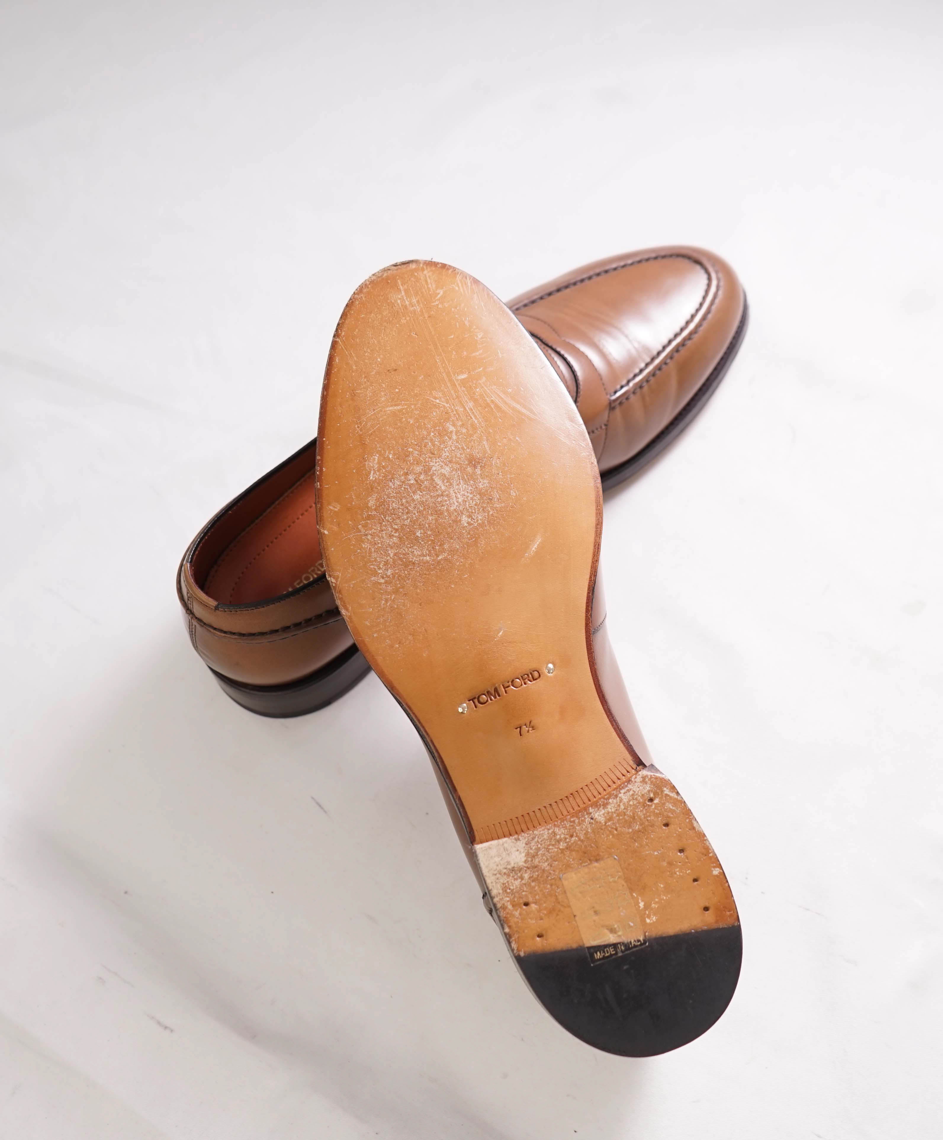 $1,690 TOM FORD - Brown Penny Round Toe Apron Loafers - 8 US (7.5 Stamped on shoe)