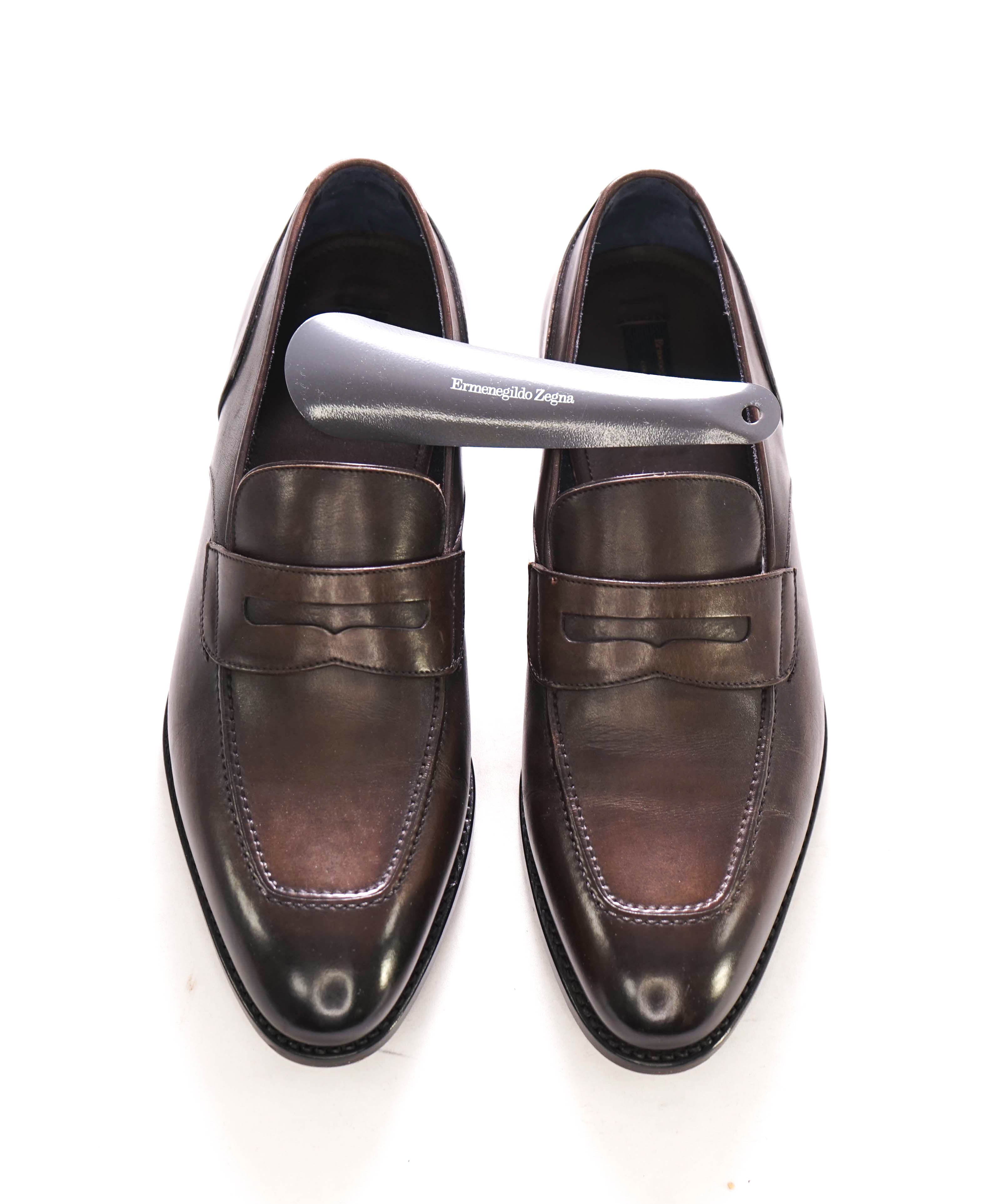 $1,295 ERMENEGILDO ZEGNA COUTURE - Brown Leather Penny Loafers - 8 US (41 EU)