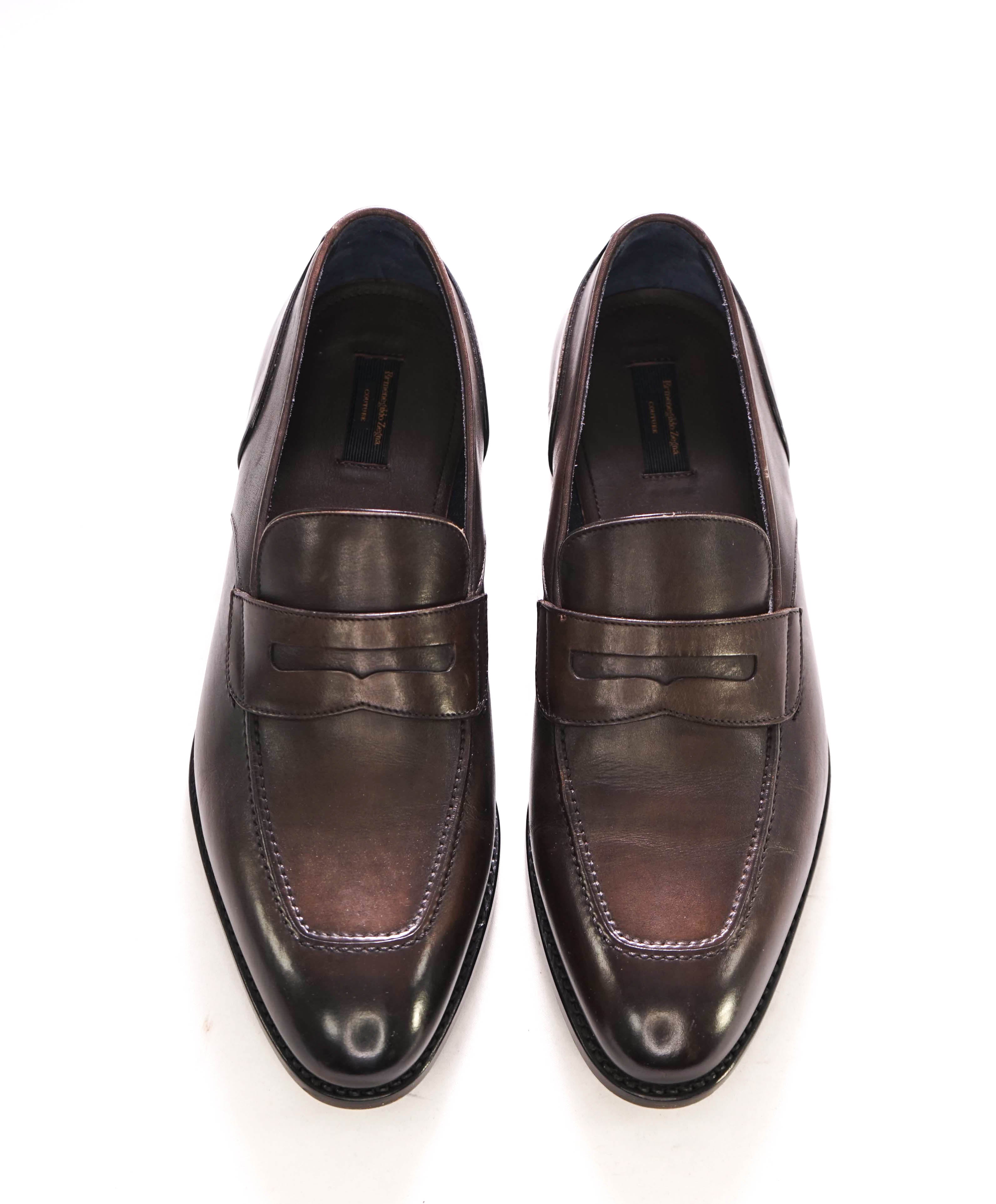 $1,295 ERMENEGILDO ZEGNA COUTURE - Brown Leather Penny Loafers - 8 US (41 EU)