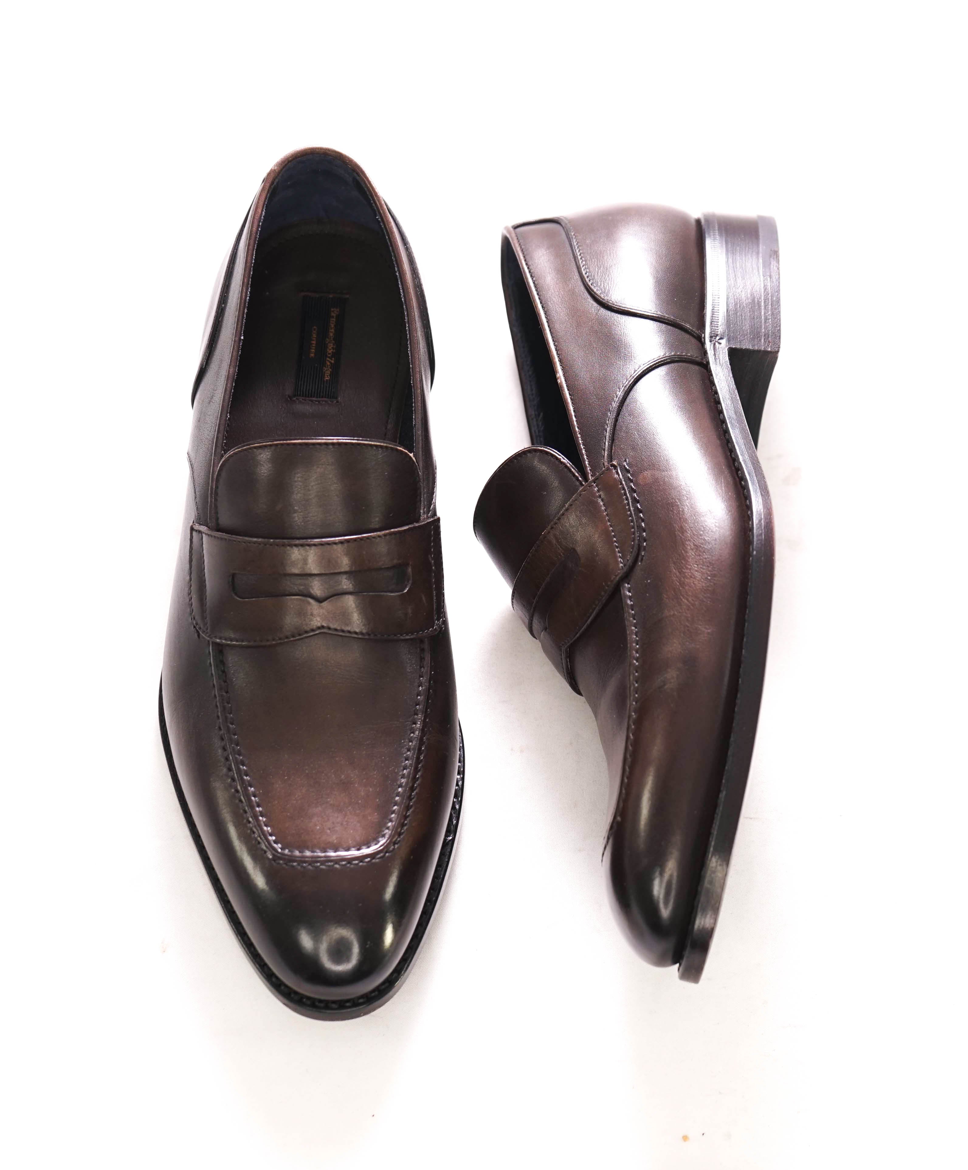 $1,295 ERMENEGILDO ZEGNA COUTURE - Brown Leather Penny Loafers - 8 US (41 EU)