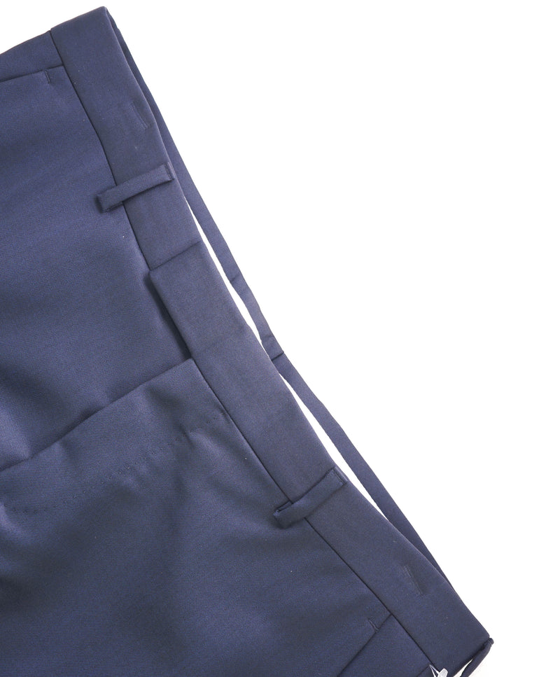 Z ZEGNA - *WOOL & MOHAIR* Sharkskin Blue Flat Front Dress Pants - 35W