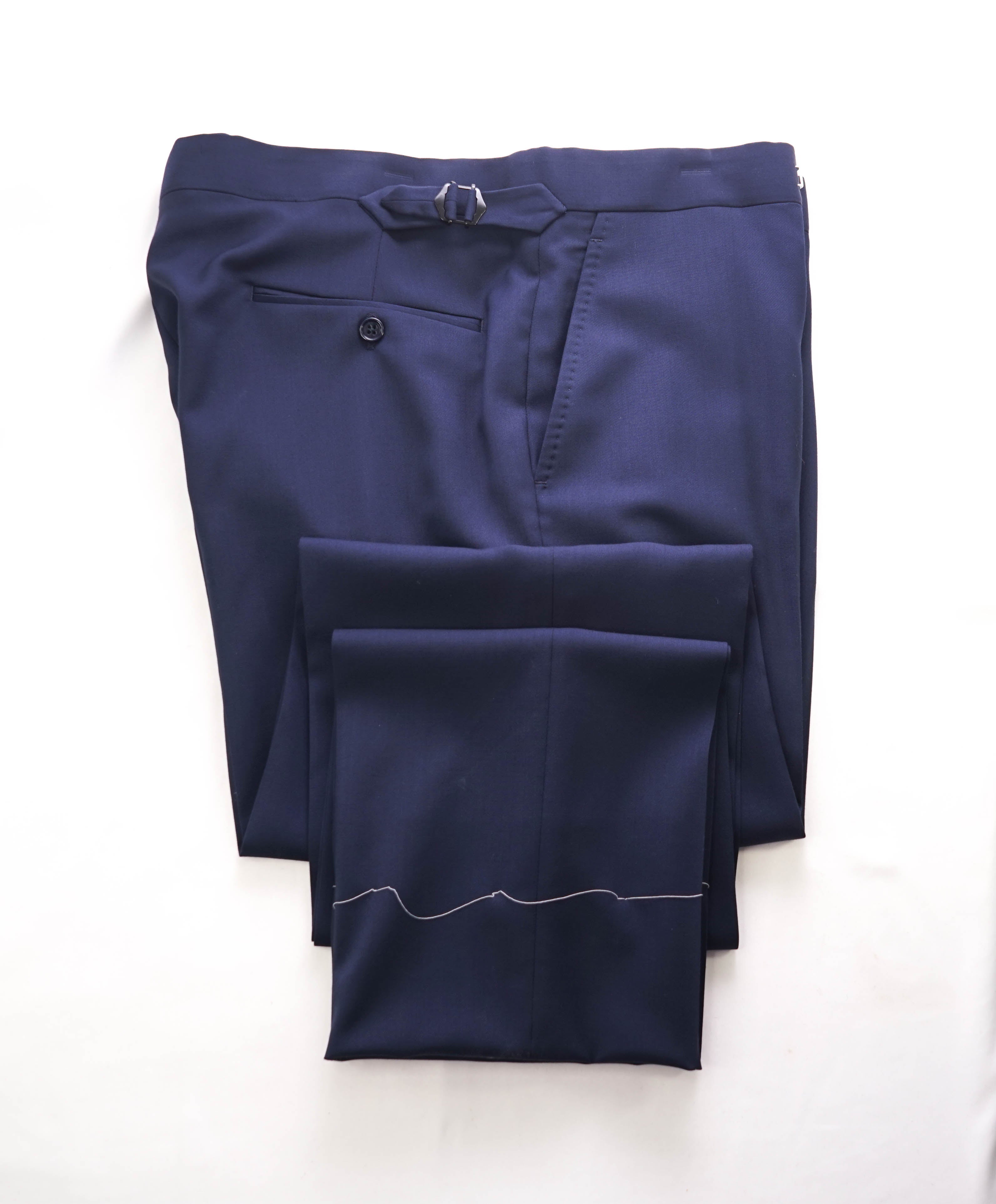 RALPH LAUREN PURPLE LABEL - *SIDE TABS* Flat Front Blue Dress Pants - 37W