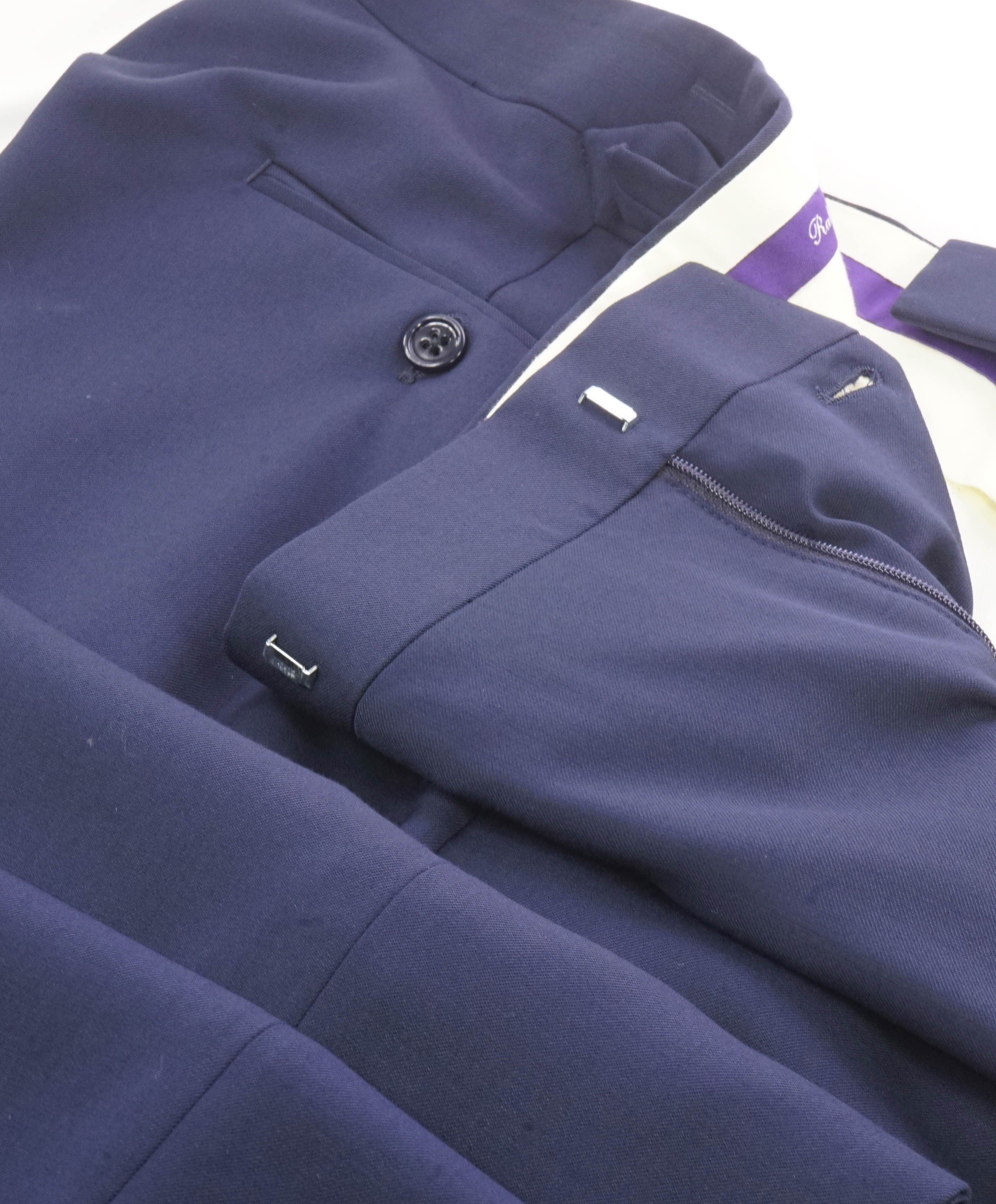 RALPH LAUREN PURPLE LABEL - *SIDE TABS* Flat Front Blue Dress Pants - 37W