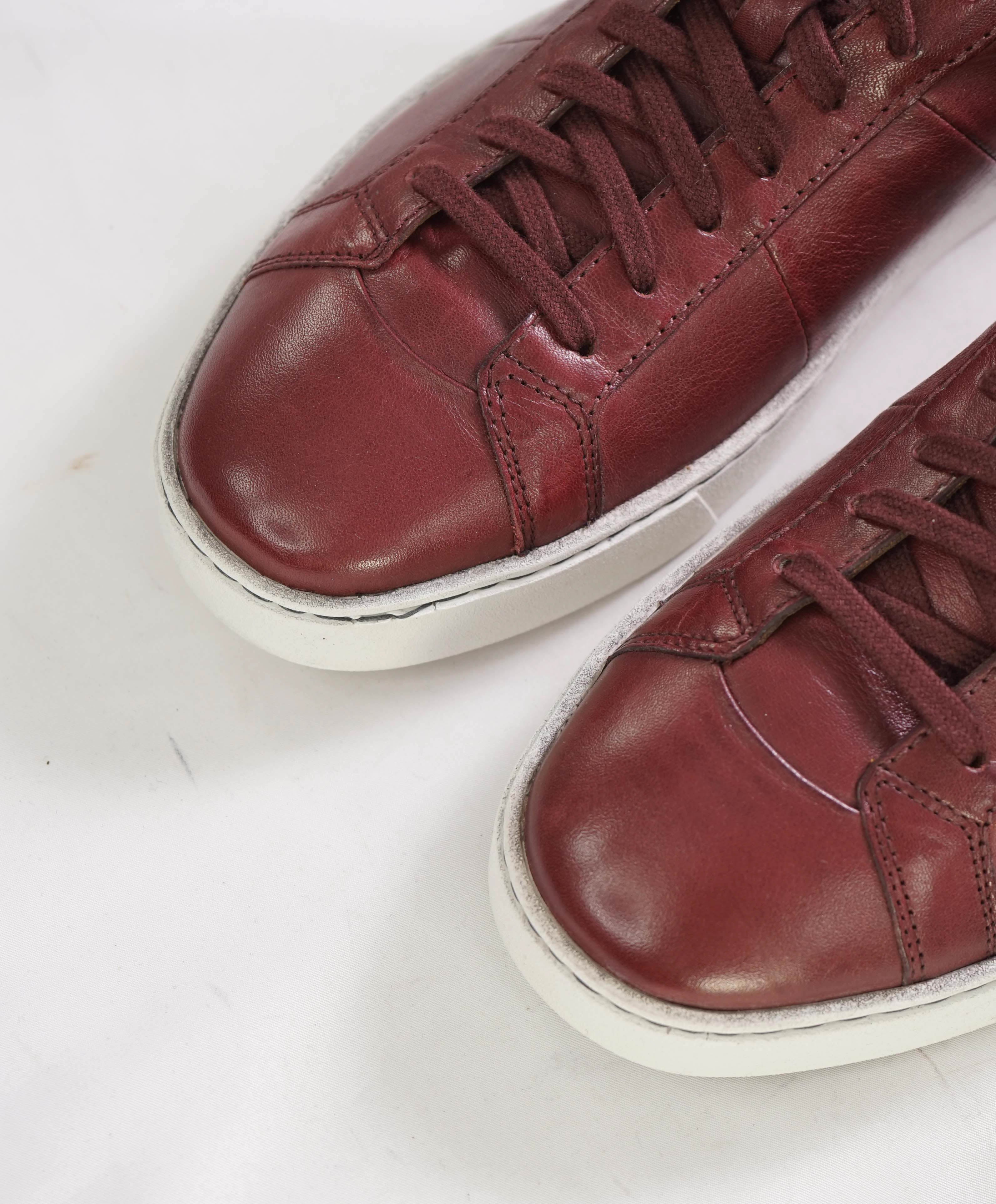 $695 SANTONI - Peyton-4 Burgundy Red Leather Sneaker - 8.5 D US 41.5 EU