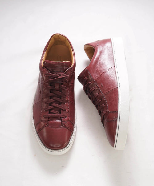 $695 SANTONI - Peyton-4 Burgundy Red Leather Sneaker - 8.5 D US 41.5 EU