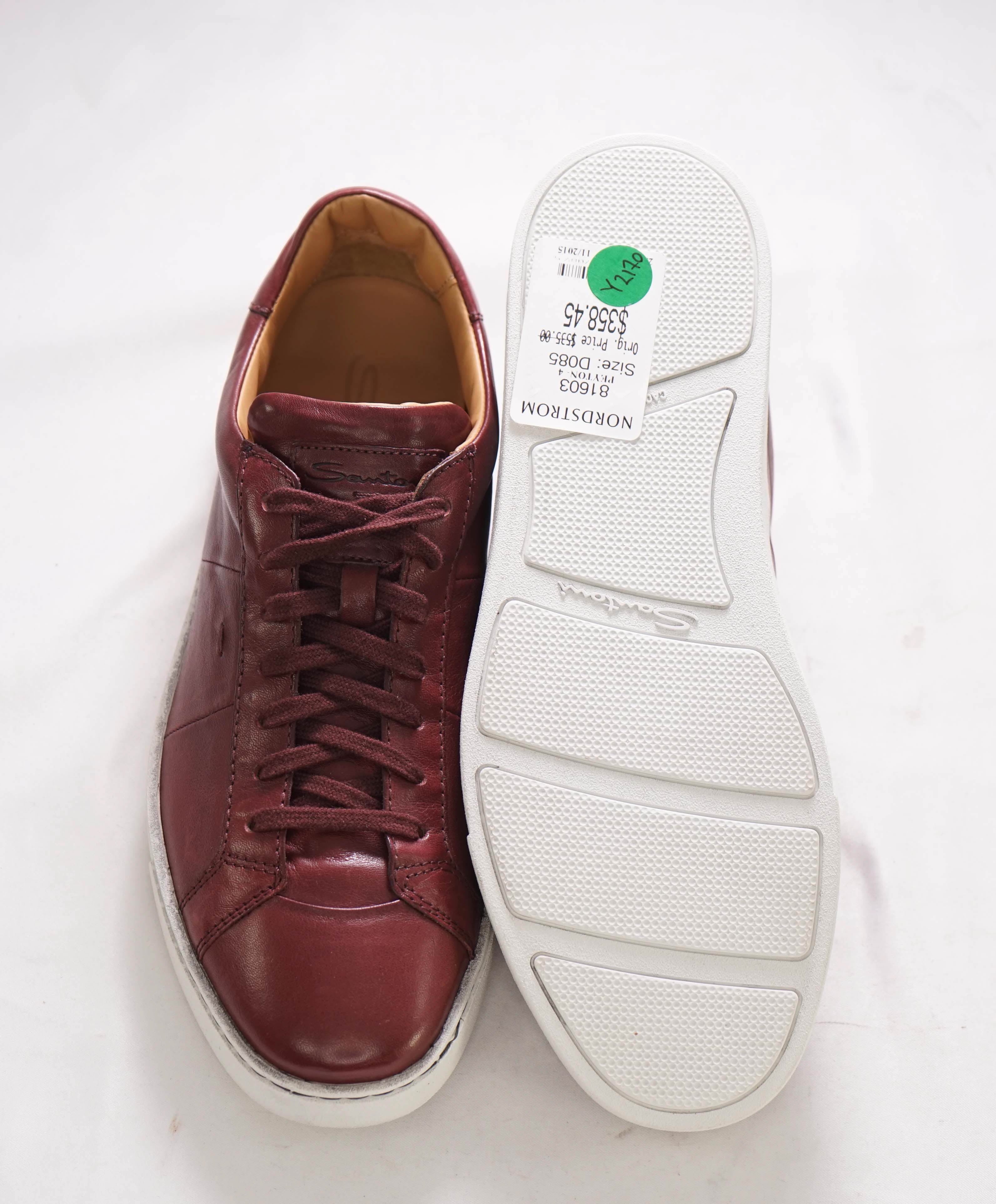 $695 SANTONI - Peyton-4 Burgundy Red Leather Sneaker - 8.5 D US 41.5 EU