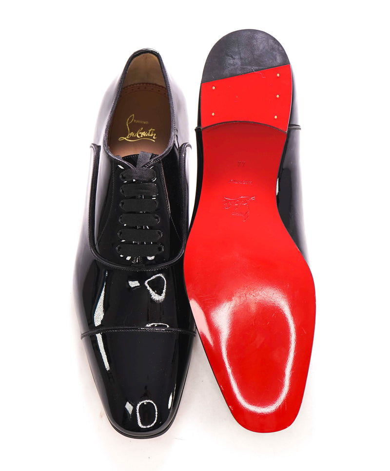 $1,100 CHRISTIAN LOUBOUTIN - *GREGGO PATENT* Leather Black Oxfords - 11 US (44)