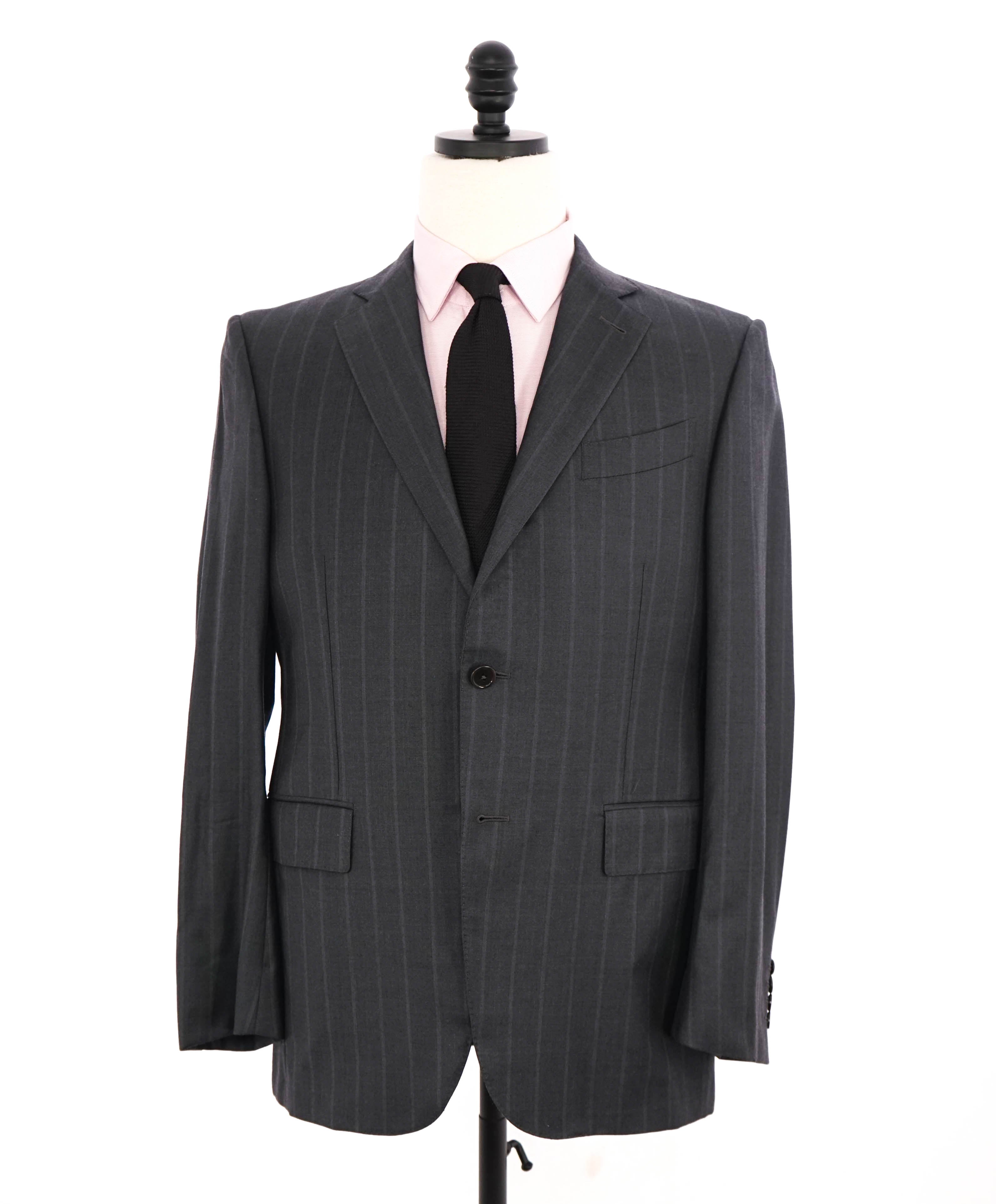 $4,690 ERMENEGILDO ZEGNA - "TROFEO" Wool Gray Chalk Stripe Suit - 40S