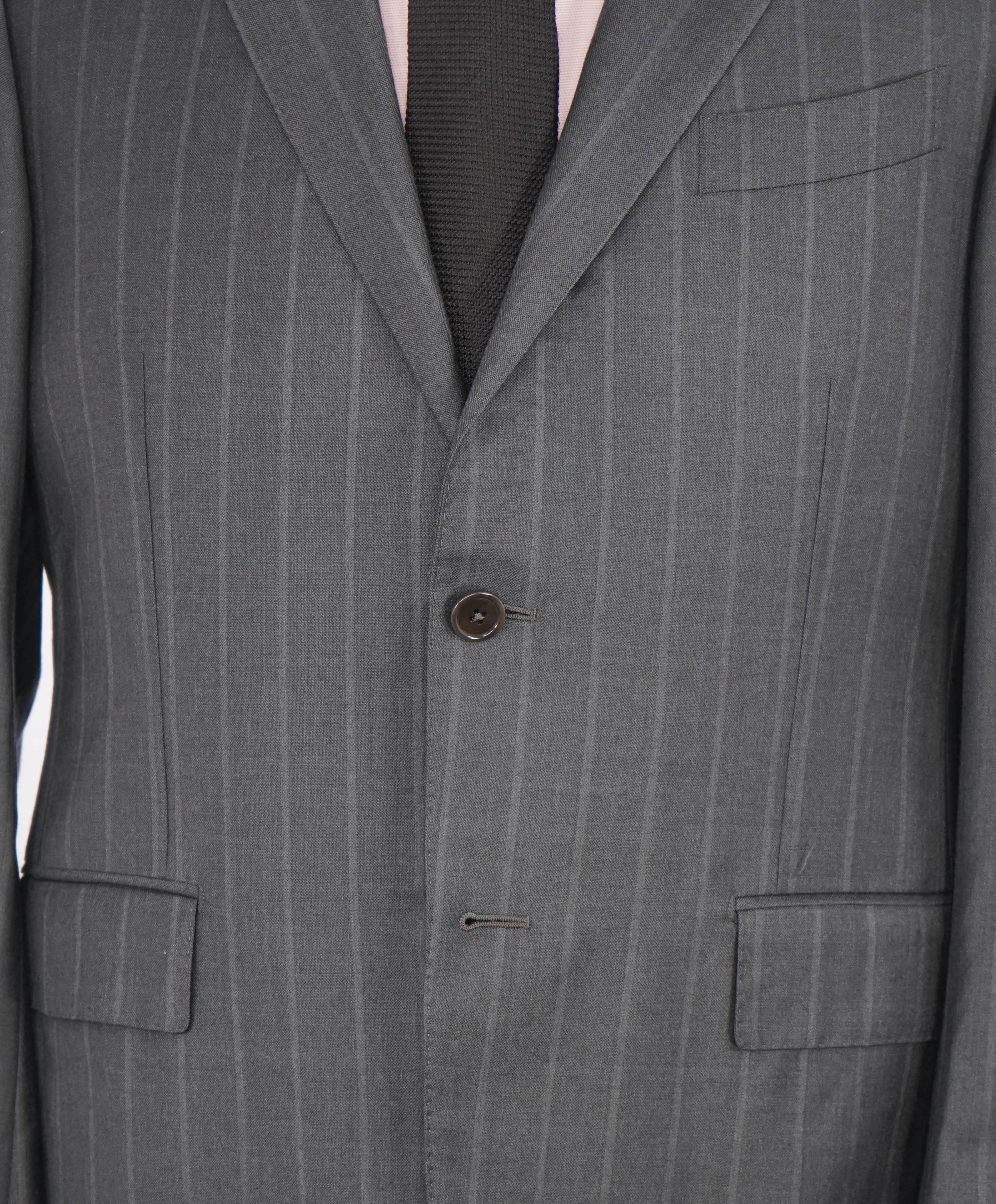 $4,690 ERMENEGILDO ZEGNA - "TROFEO" Wool Gray Chalk Stripe Suit - 40S