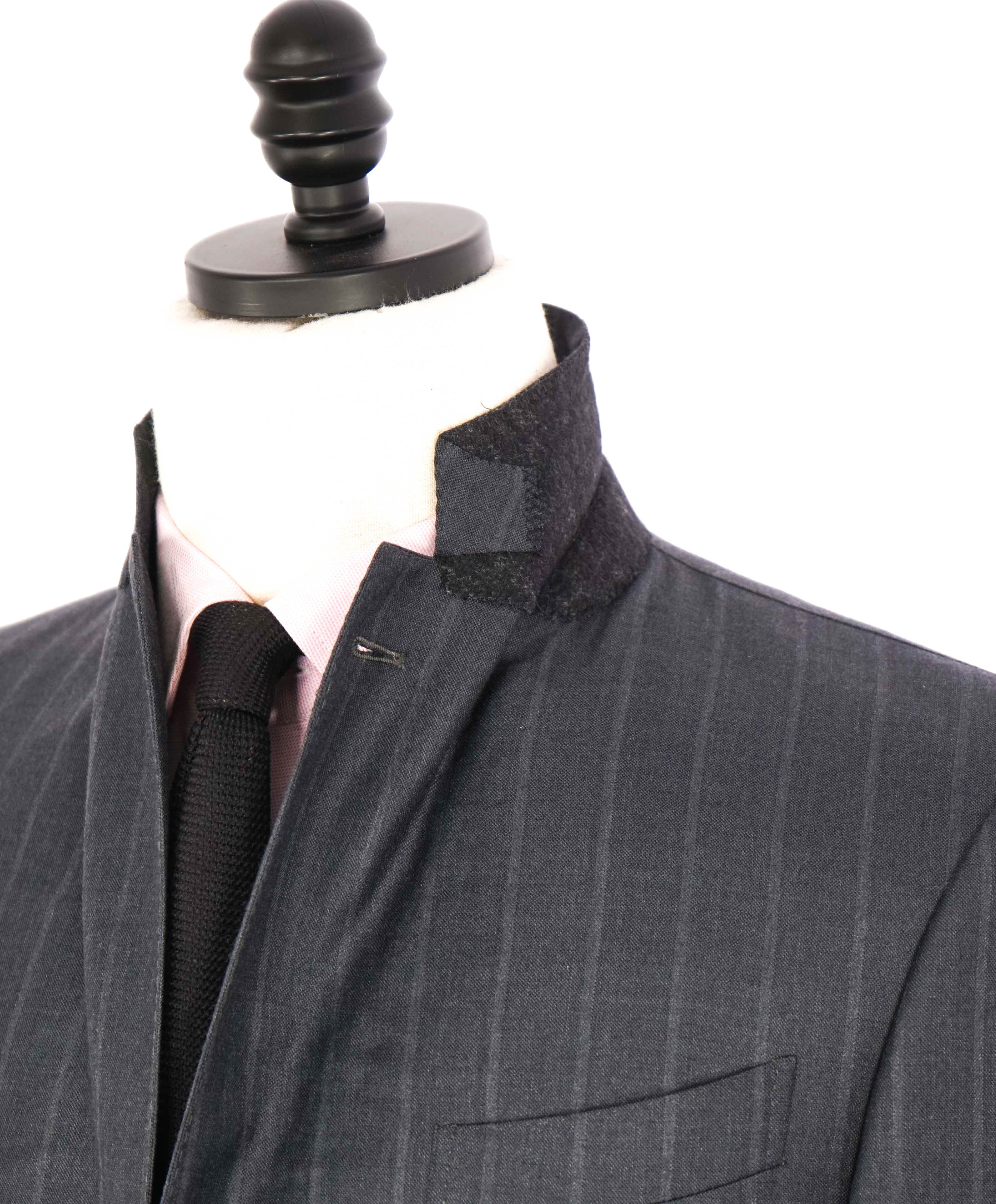 $4,690 ERMENEGILDO ZEGNA - "TROFEO" Wool Gray Chalk Stripe Suit - 40S