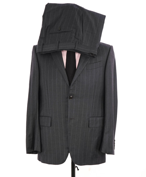 $4,690 ERMENEGILDO ZEGNA - "TROFEO" Wool Gray Chalk Stripe Suit - 40S