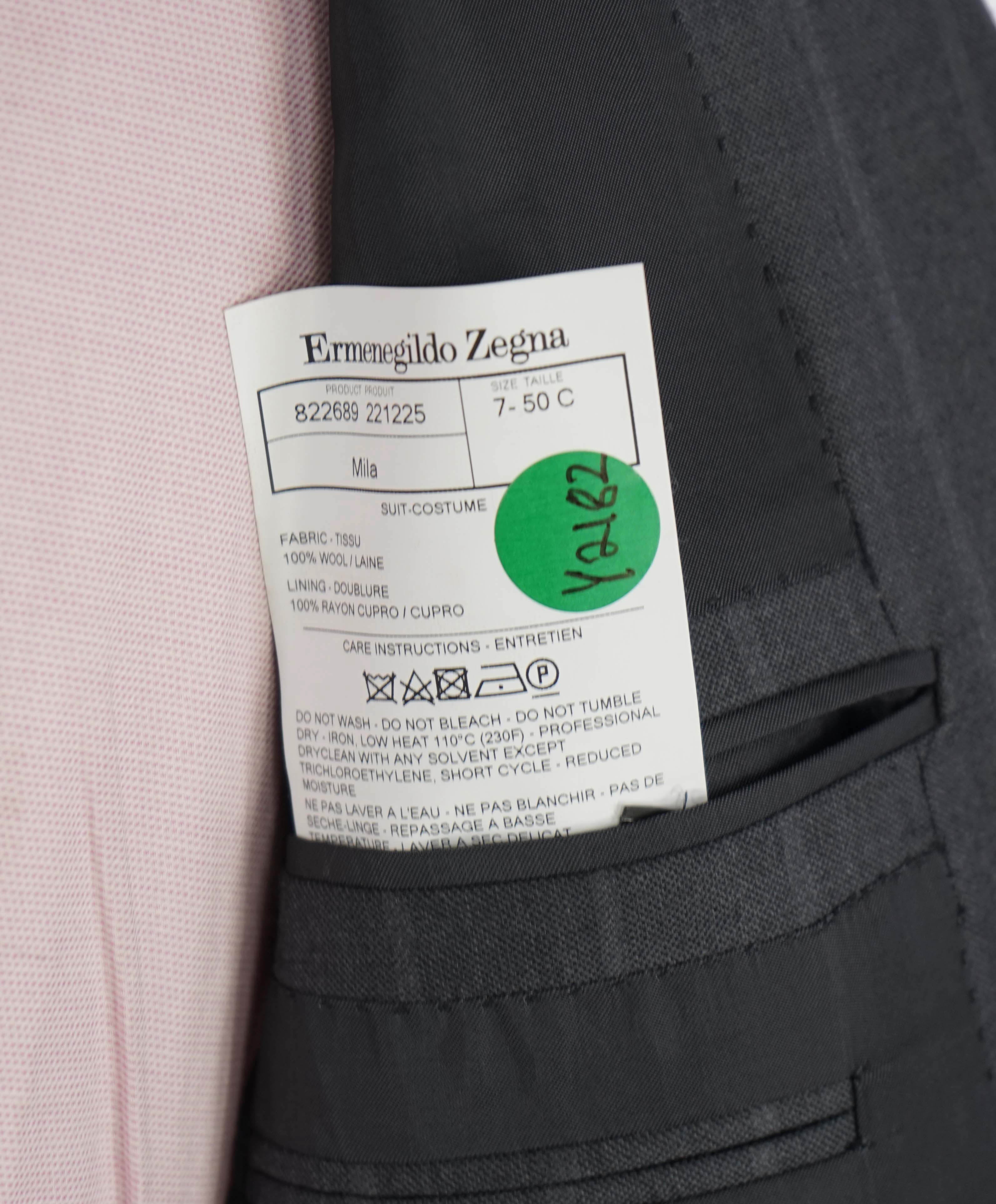 $4,690 ERMENEGILDO ZEGNA - "TROFEO" Wool Gray Chalk Stripe Suit - 40S