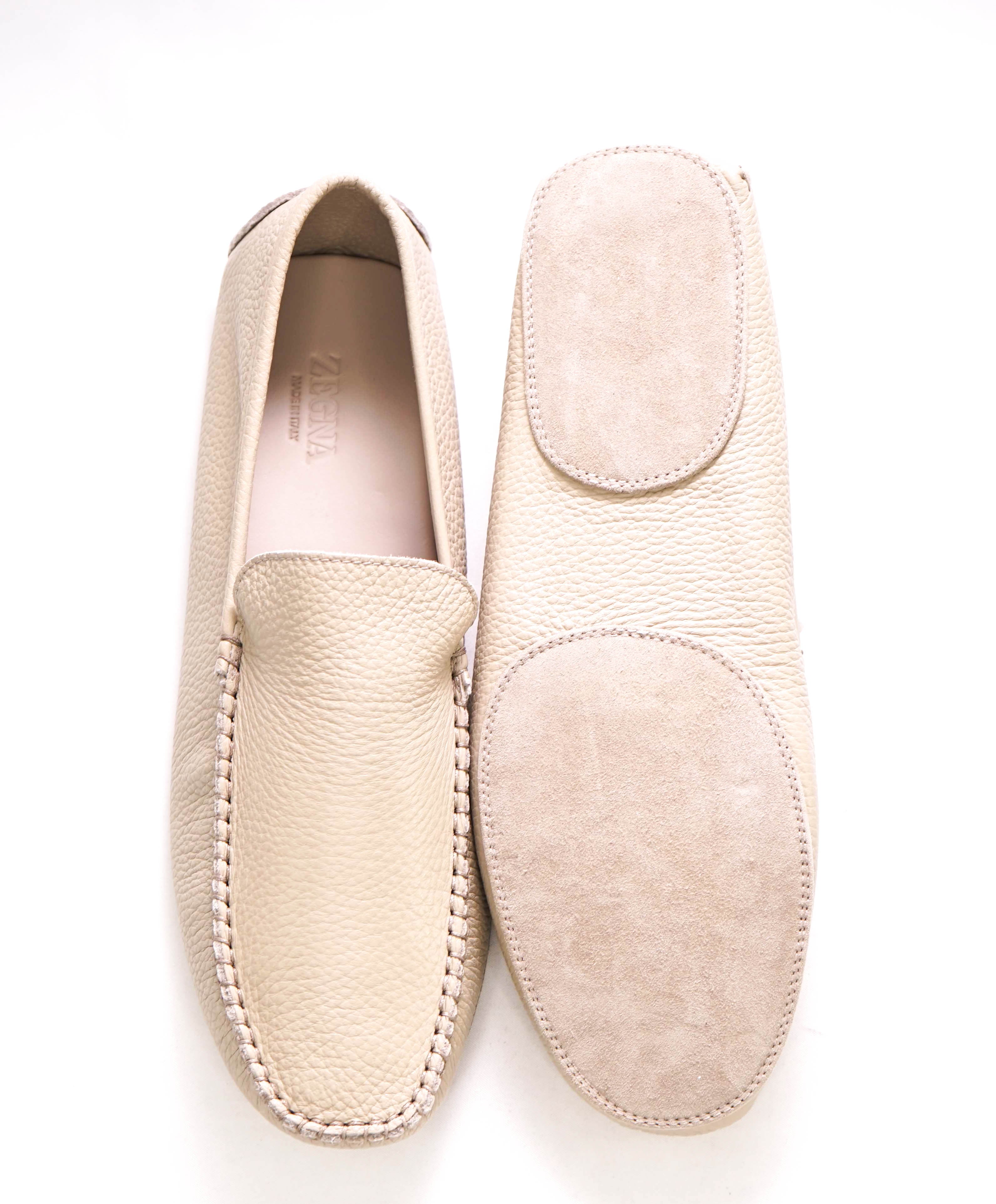 $795 ERMENEGILDO ZEGNA - Neutral Beige Leather/Suede Slipper Loafer - 8 US