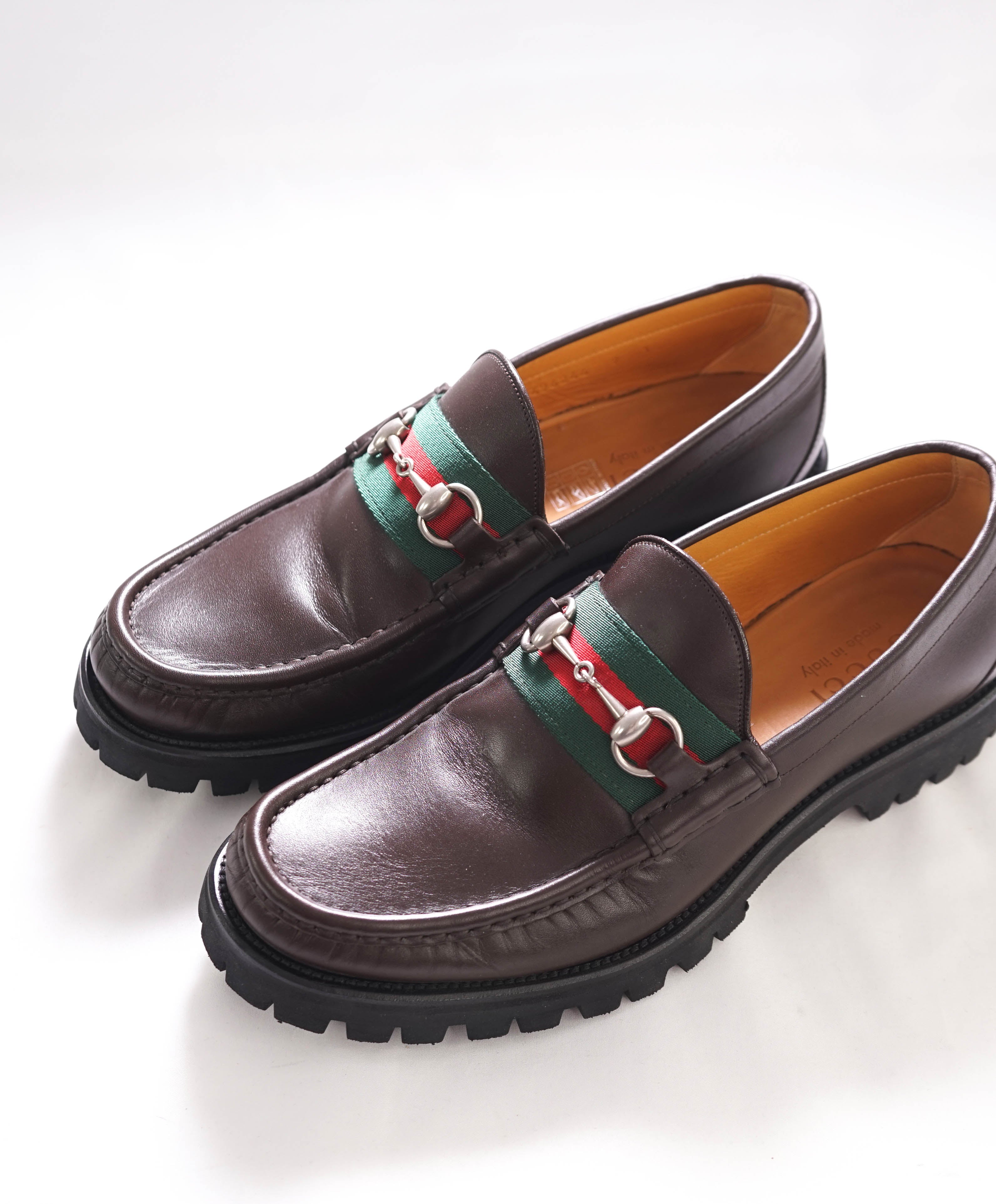 GUCCI - WEB Horse-bit Loafers Brown Iconic Style - 9.5US (9 G)