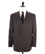 $10,000 KITON - "13,2 MICRON" Brown/Blue Glen Check Double Breasted Suit - 40S