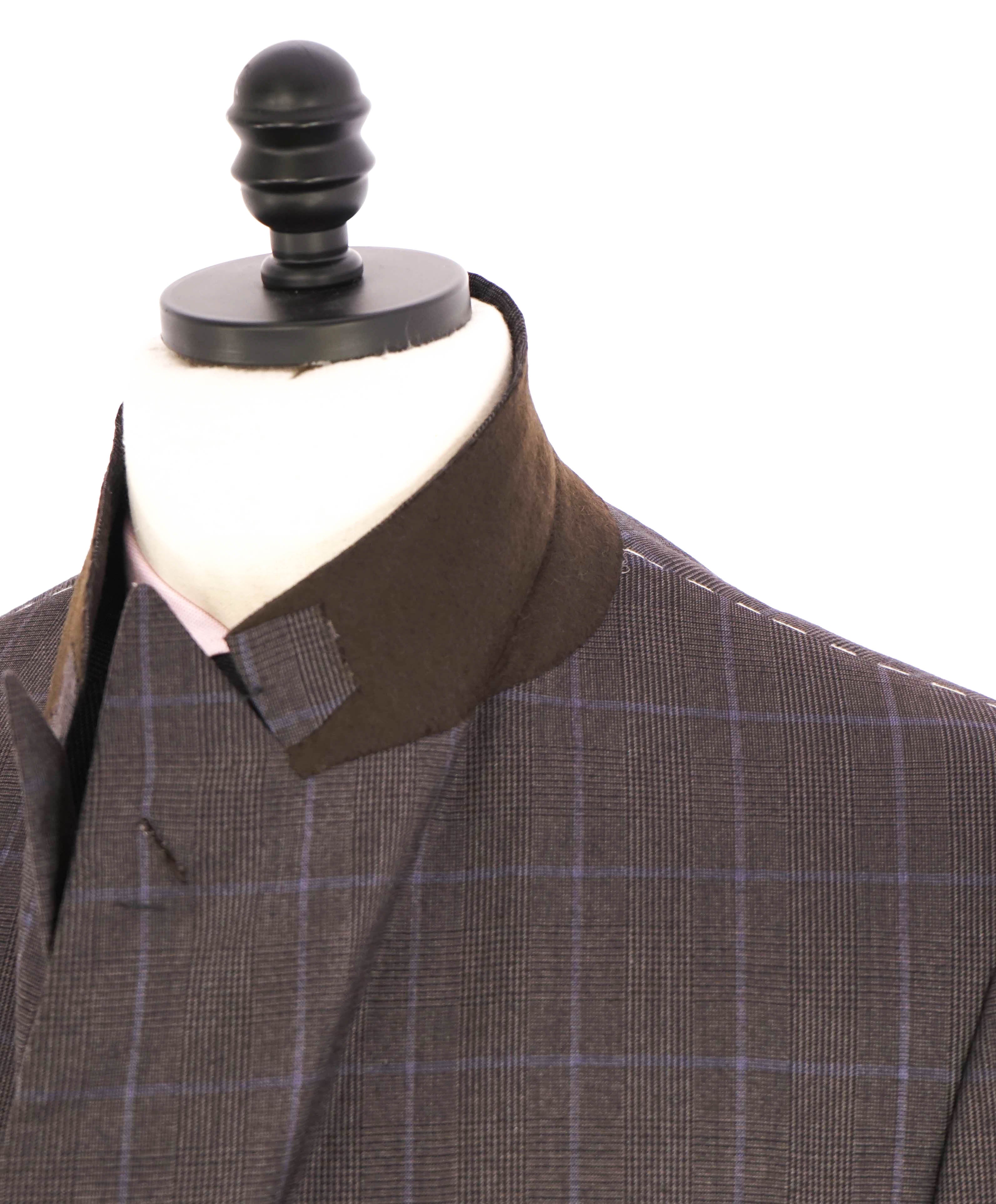 $10,000 KITON - "13,2 MICRON" Brown/Blue Glen Check Double Breasted Suit - 40S